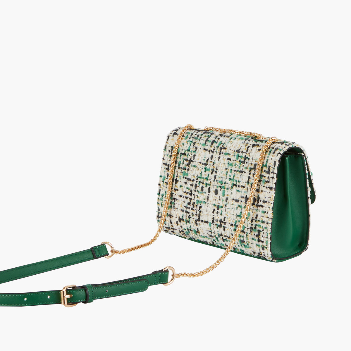 Sac à bandoulière en tweed vert