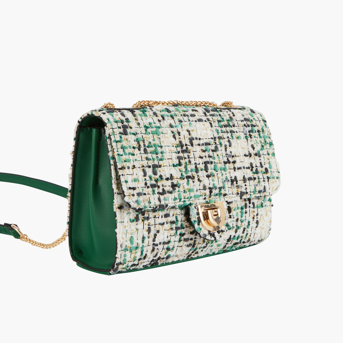 Sac à bandoulière en tweed vert