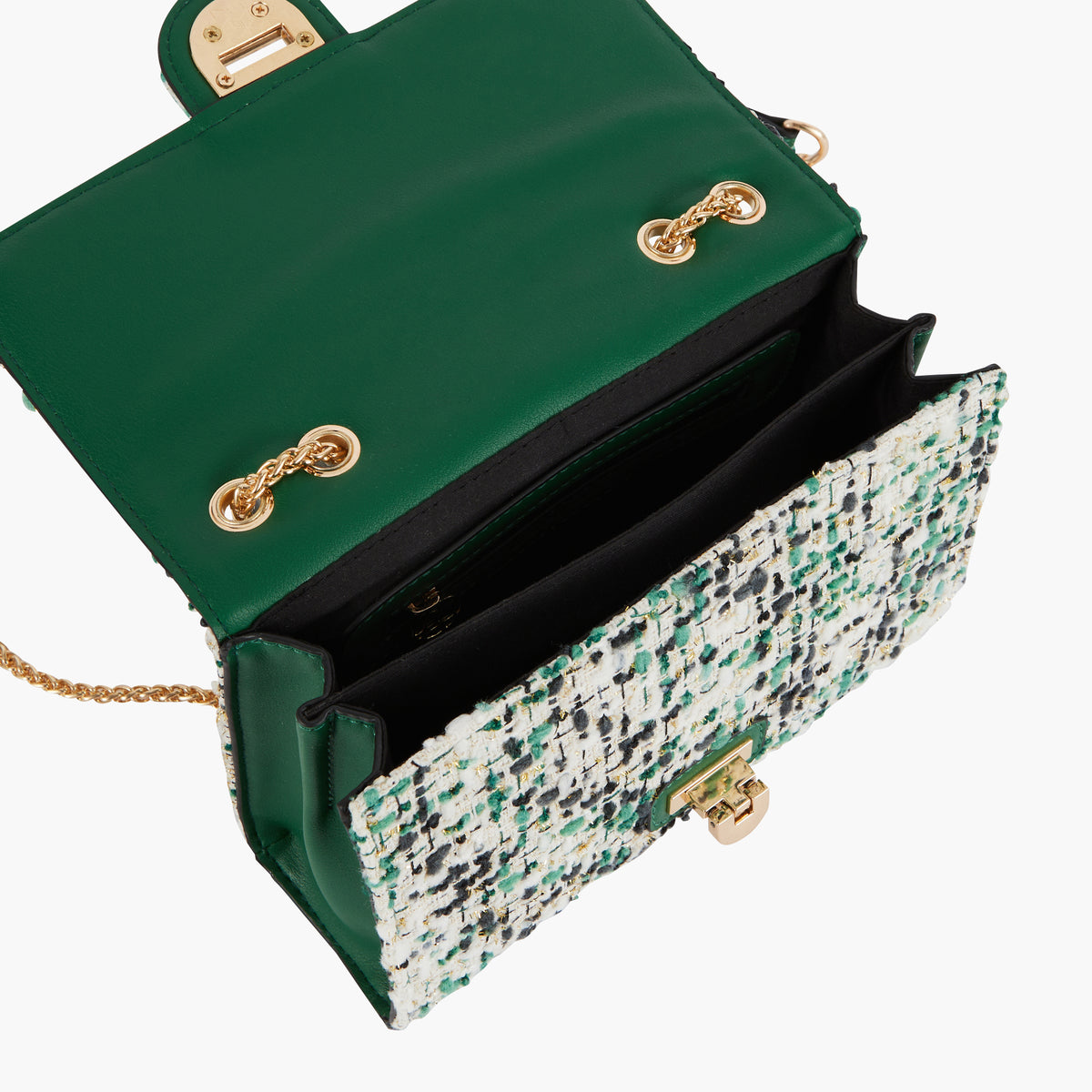 Sac à bandoulière en tweed vert