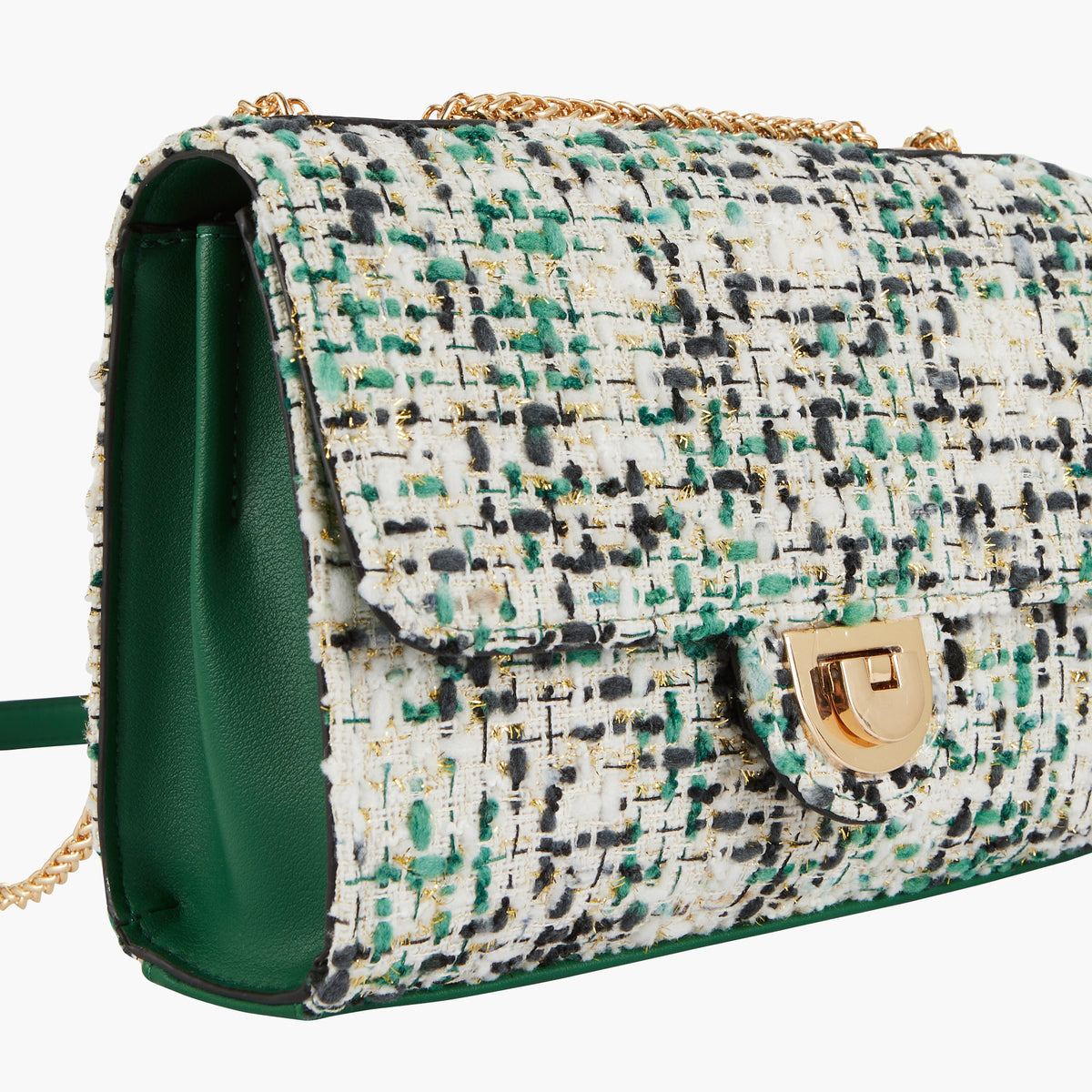Sac à bandoulière en tweed vert