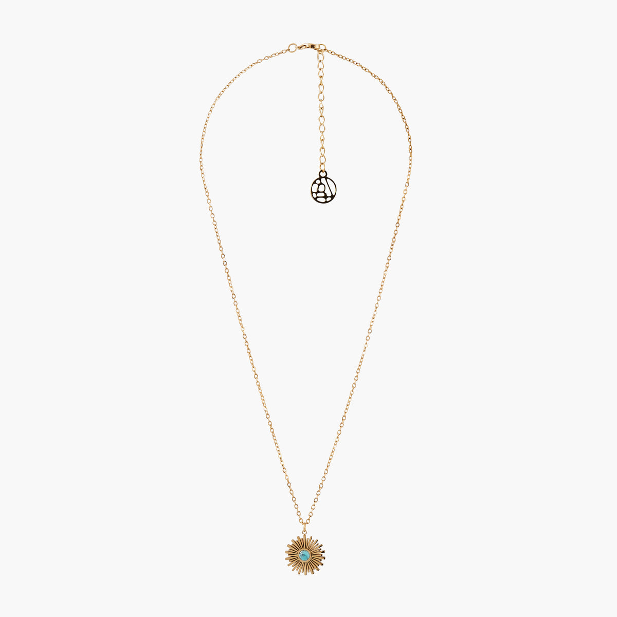 Collier pendentif soleil pierre de Tophus acier inoxydable