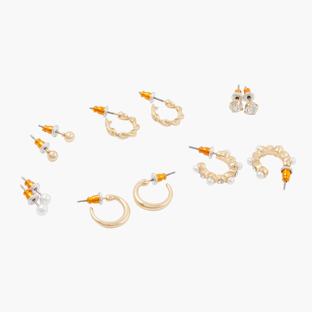 Set de 6 paires de boucles d'oreilles puces et créoles