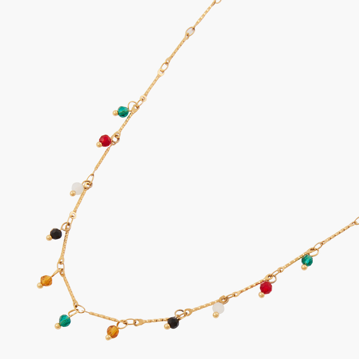 Collier acier inoxydable avec pierres facettées multicolores