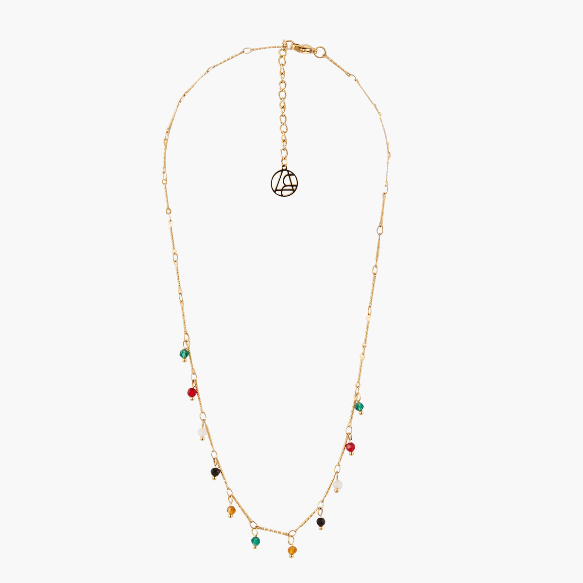 Collier acier inoxydable avec pierres facettées multicolores