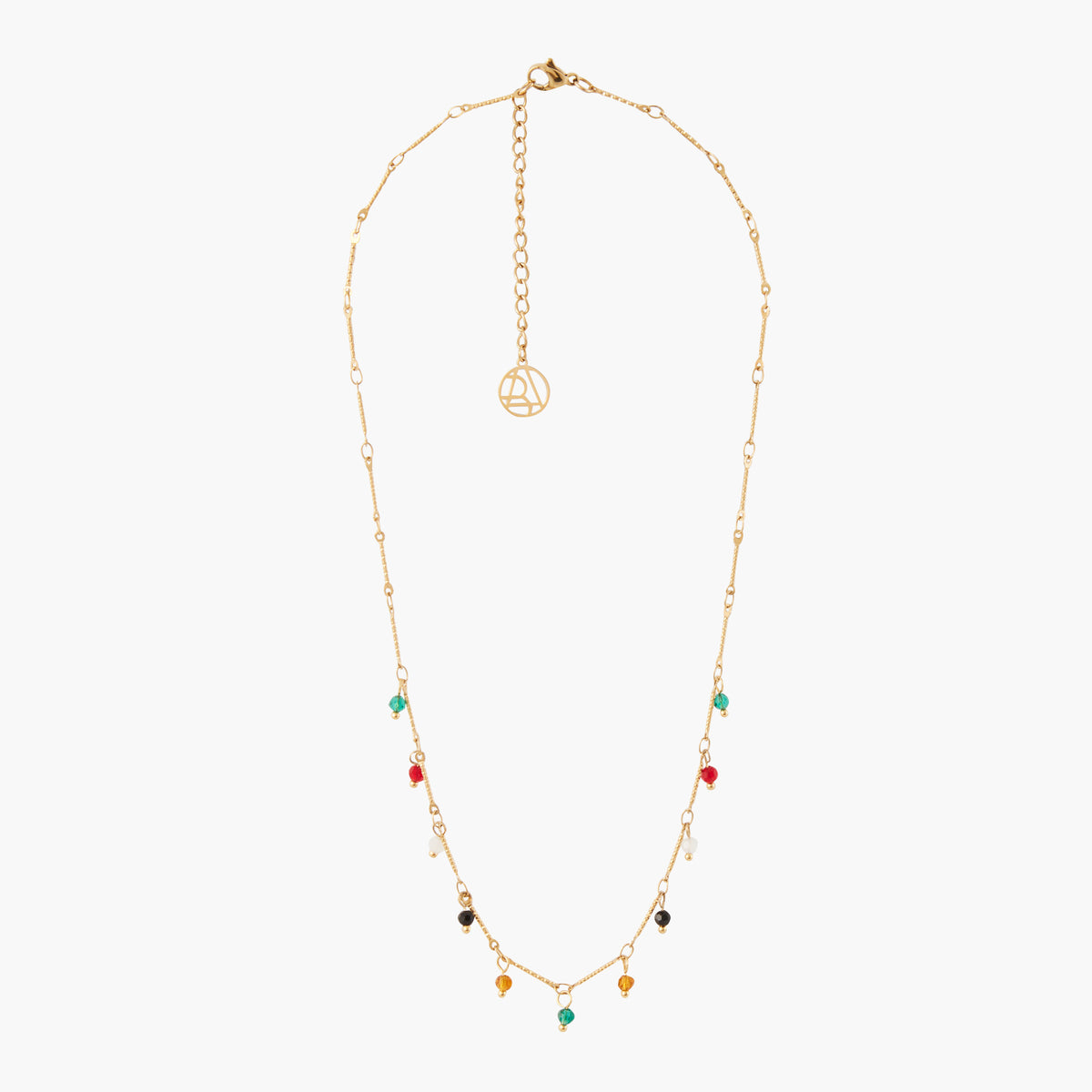 Collier acier inoxydable avec pierres facettées multicolores