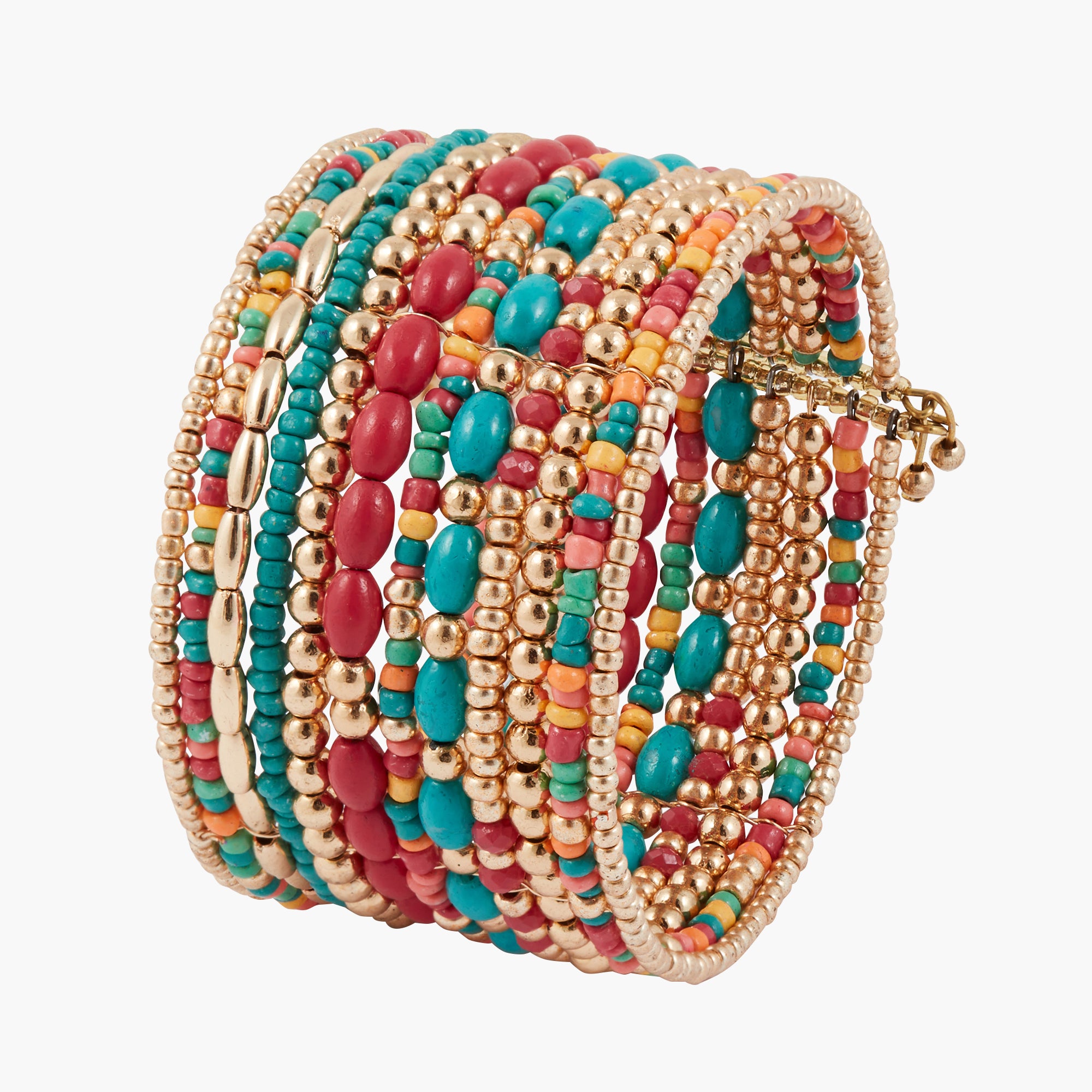 Manchette large perles de rocailles multicolore