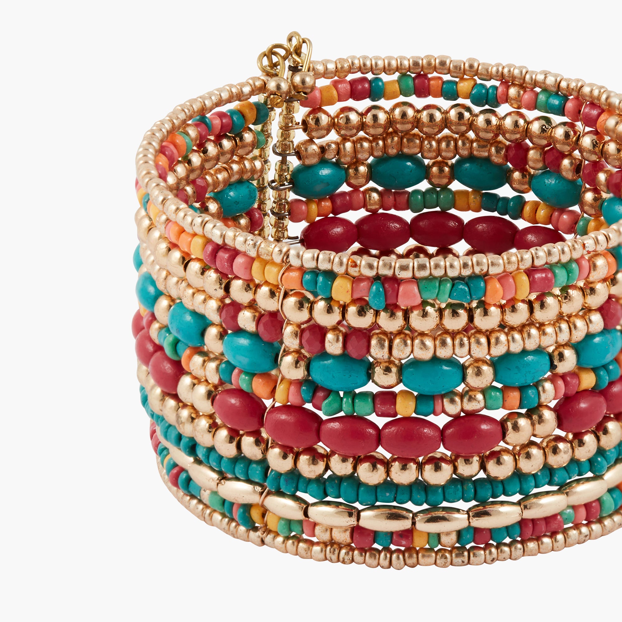 Manchette large perles de rocailles multicolore