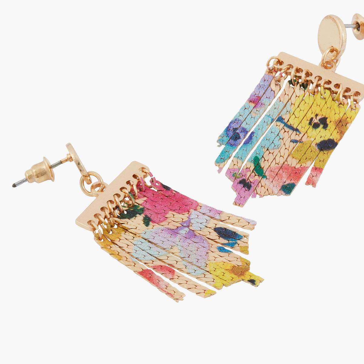 Boucles d'oreilles chaines imprimées fleurs Balagane