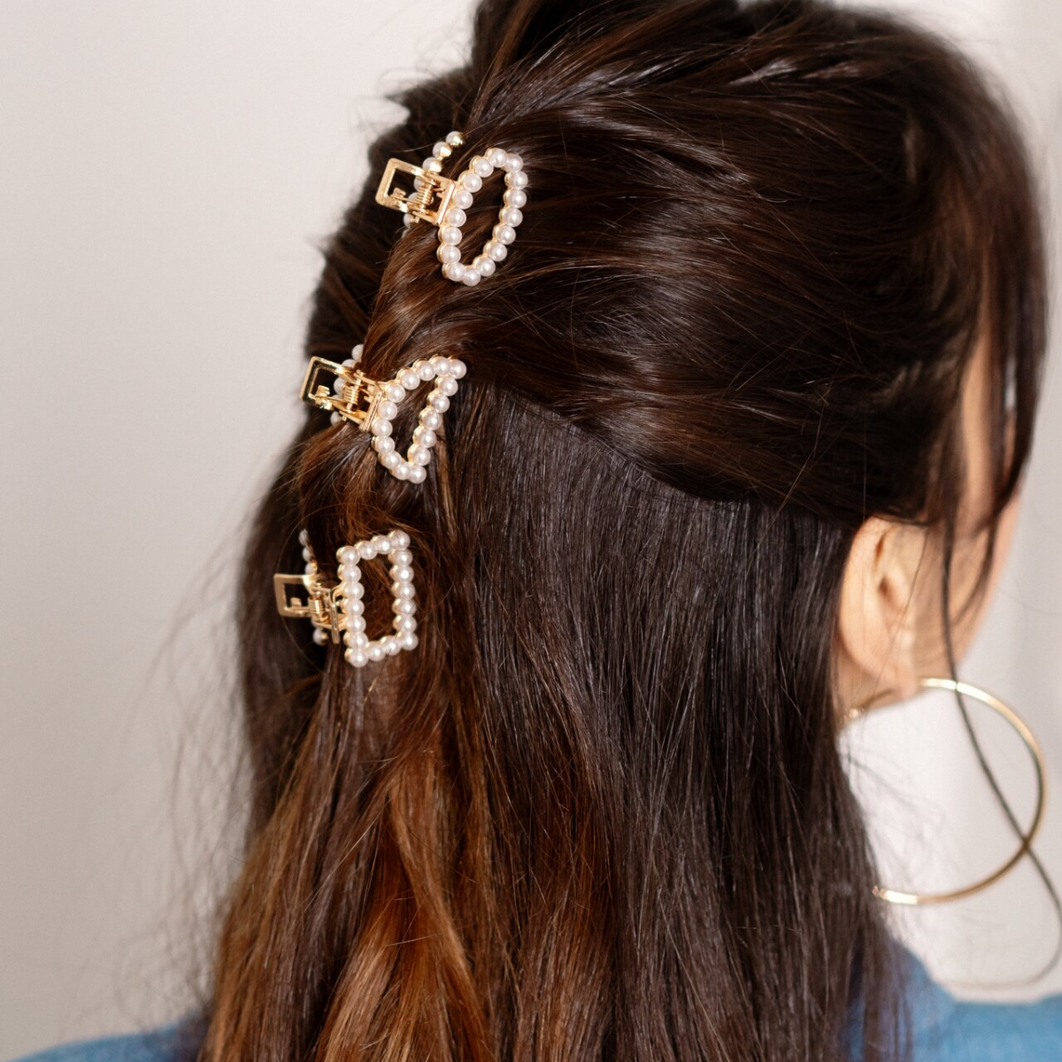 Set de 3 petites pinces croco avec perles