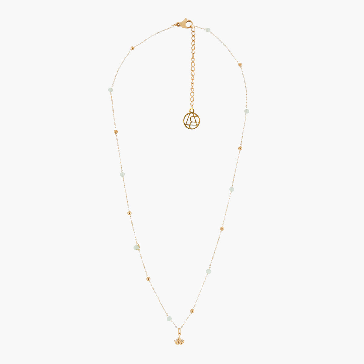 Collier à pendentif feuille de gingko acier inoxydable doré