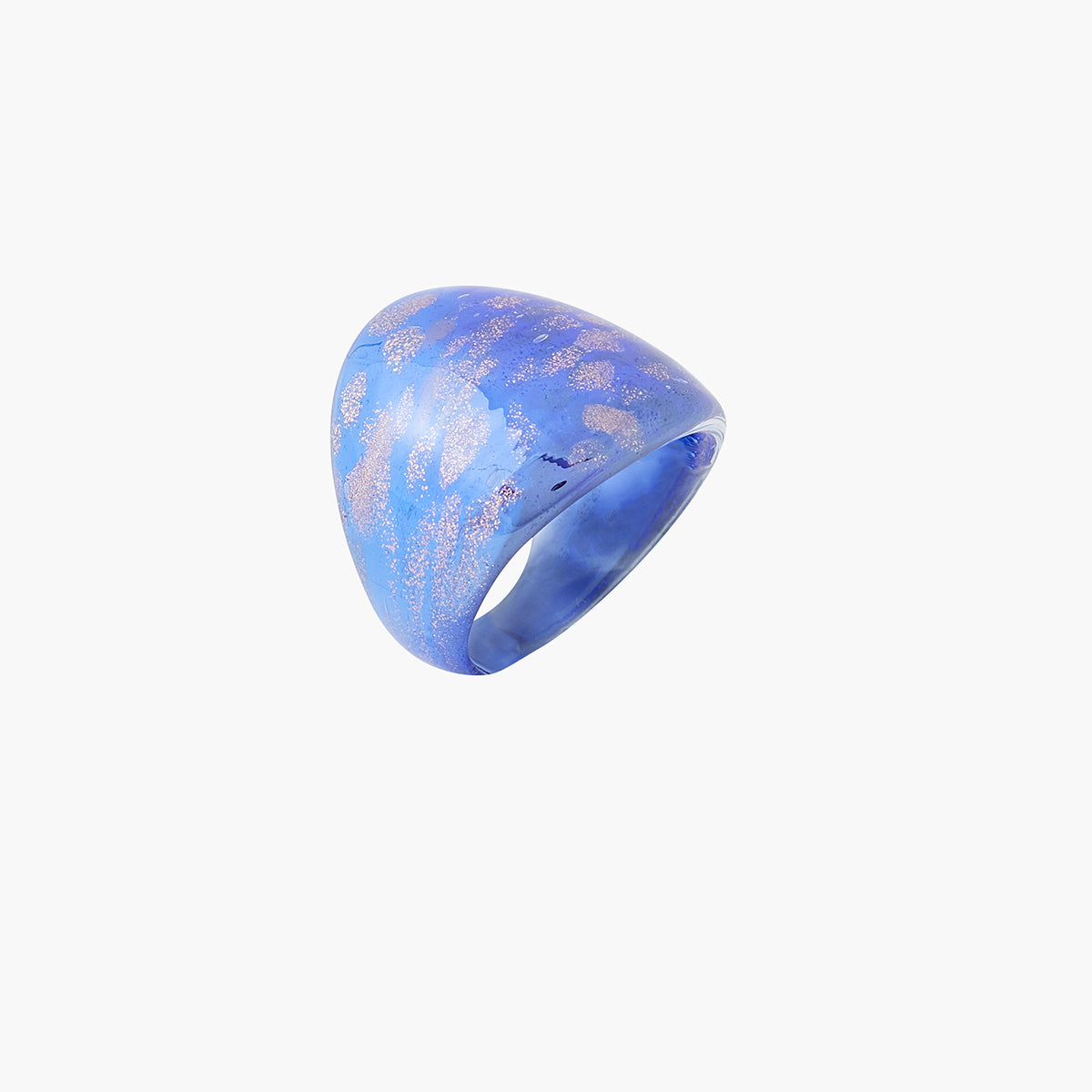 Grosse bague en verre bleue