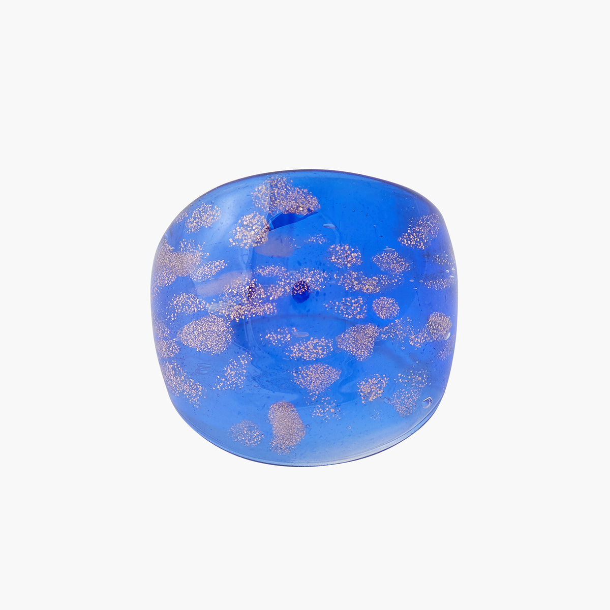Grosse bague en verre bleue