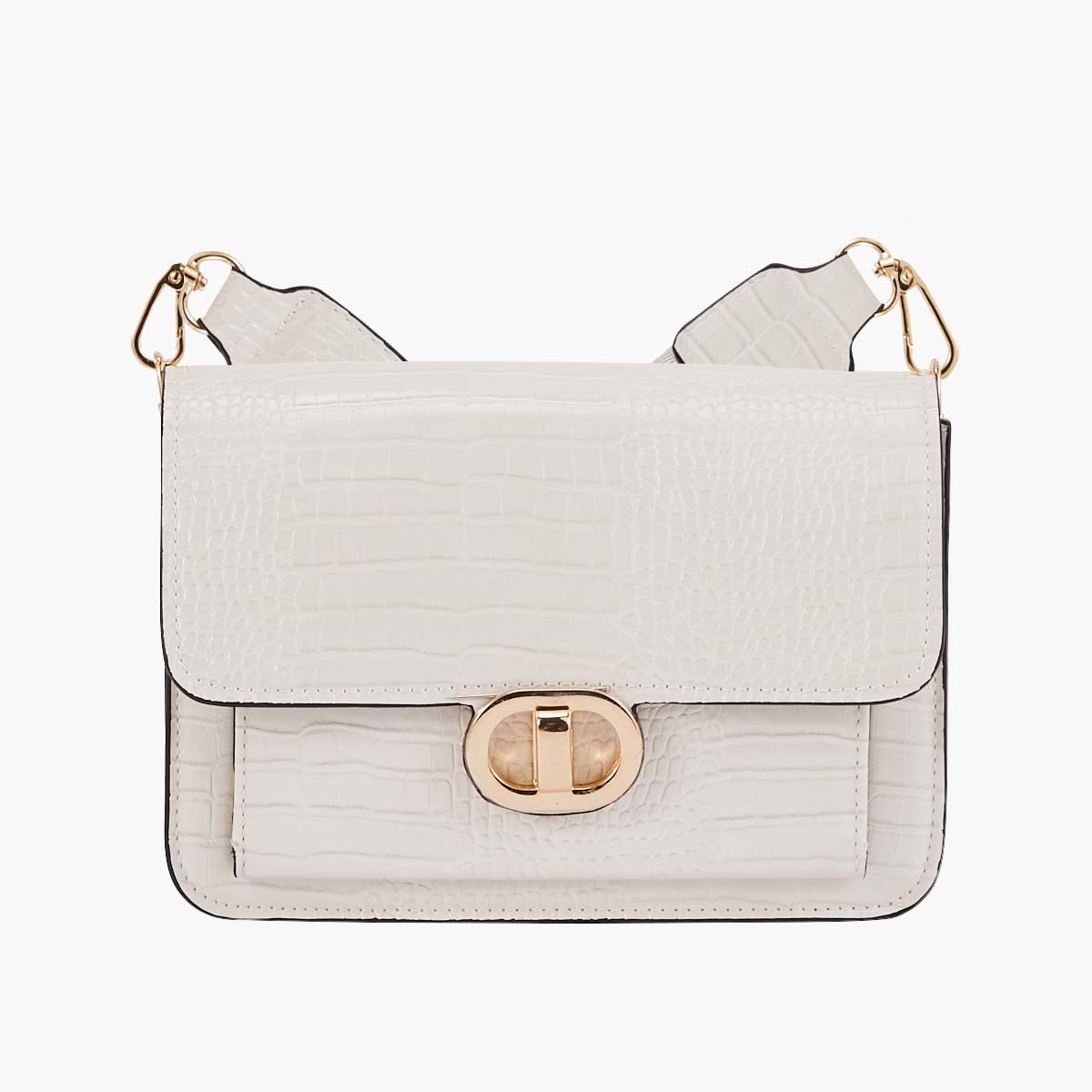 Sac à bandoulière effet croco - blanc