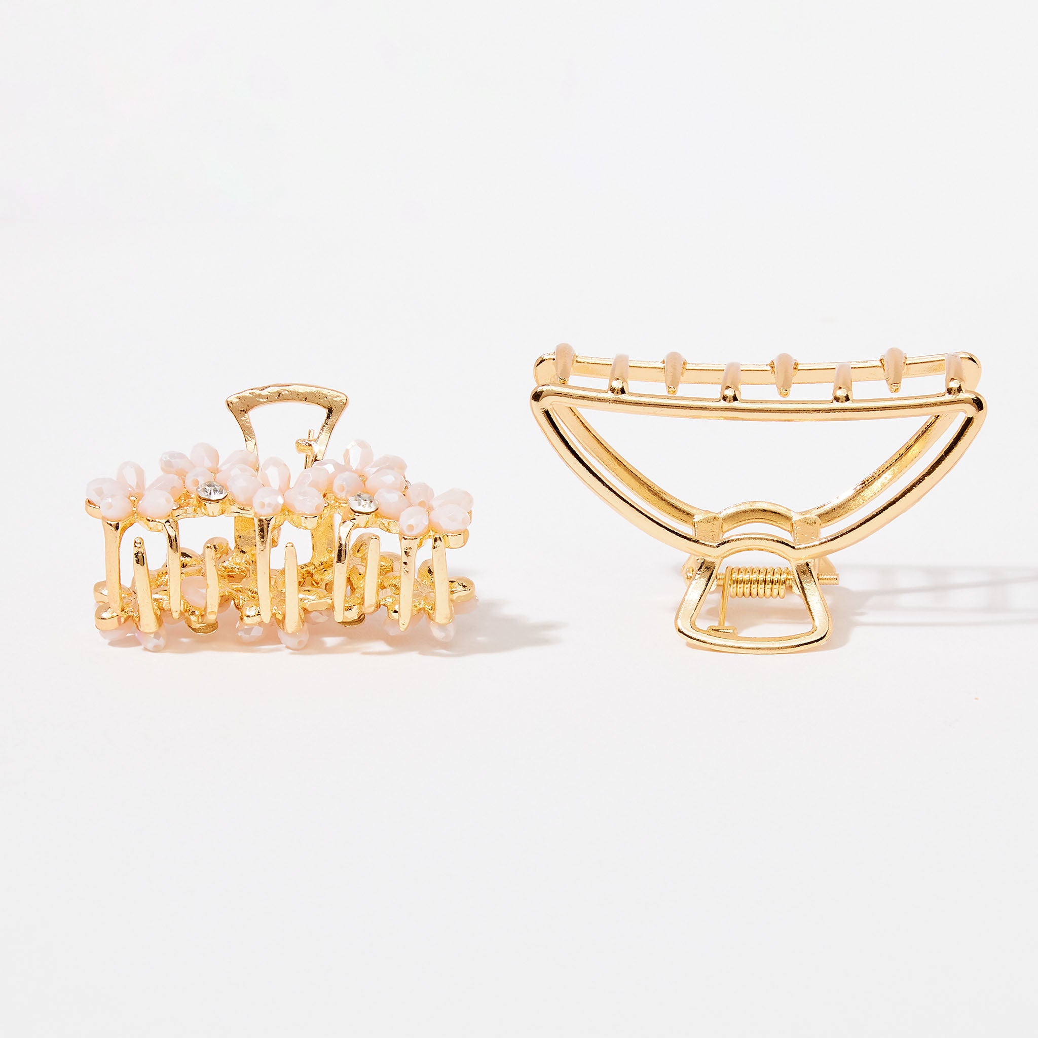 Set de 2 pinces croco métal et fleurs à facettes
