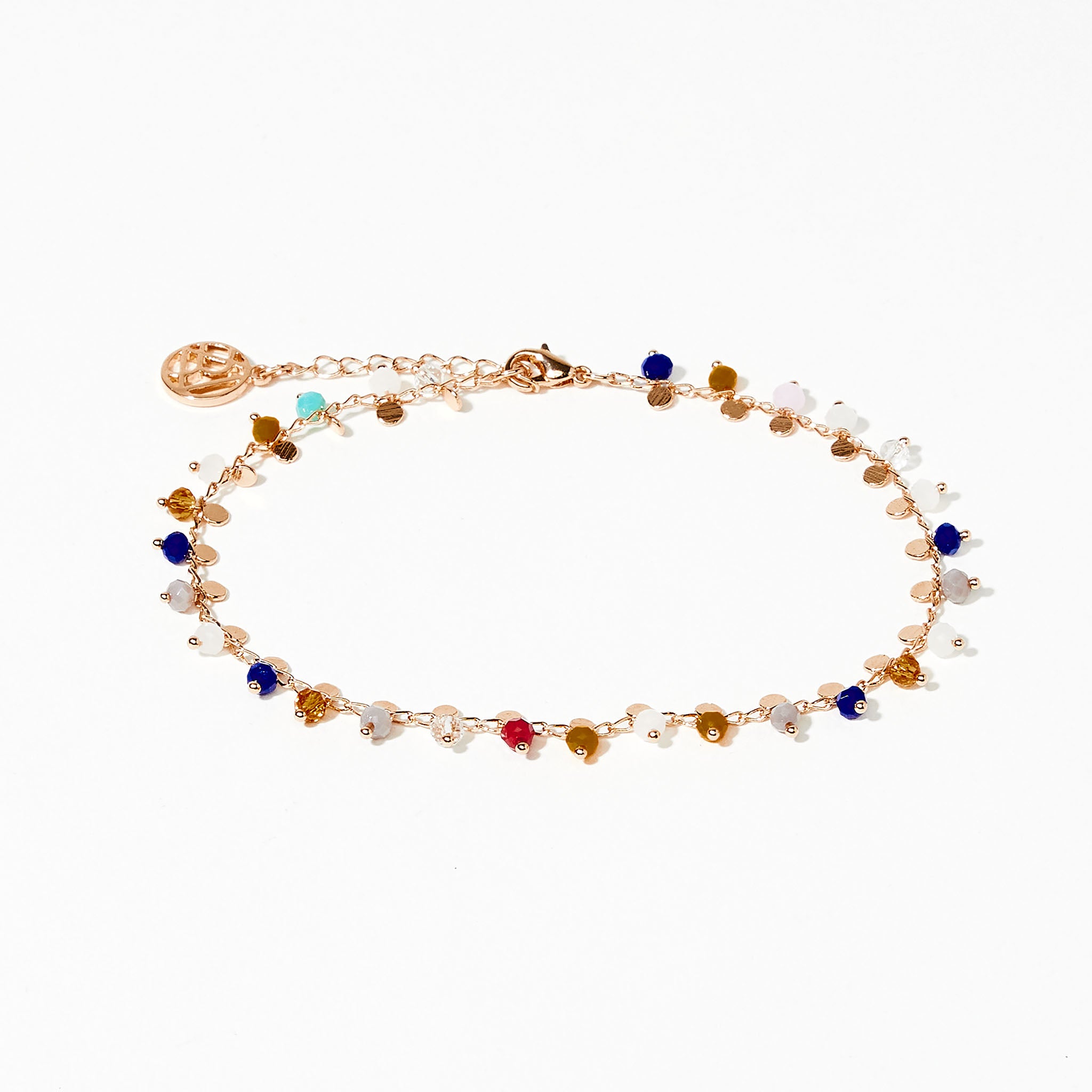 Chaine de chevilles perles à facettes multicolore