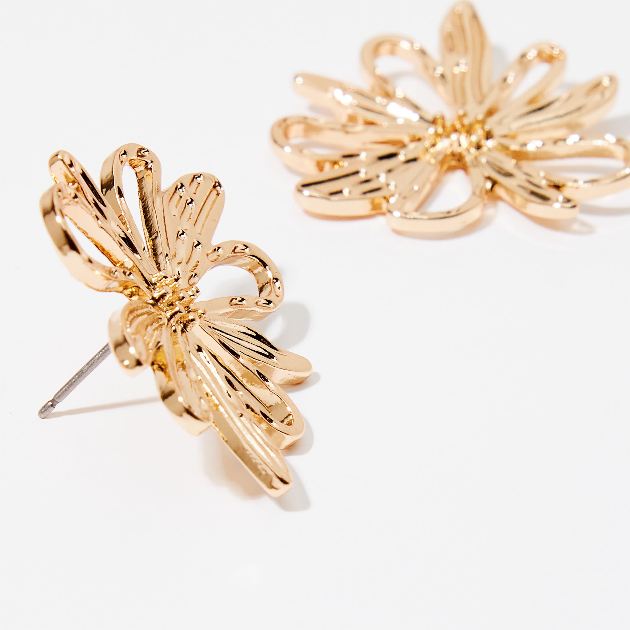 Boucles d'oreilles fleurs dorées