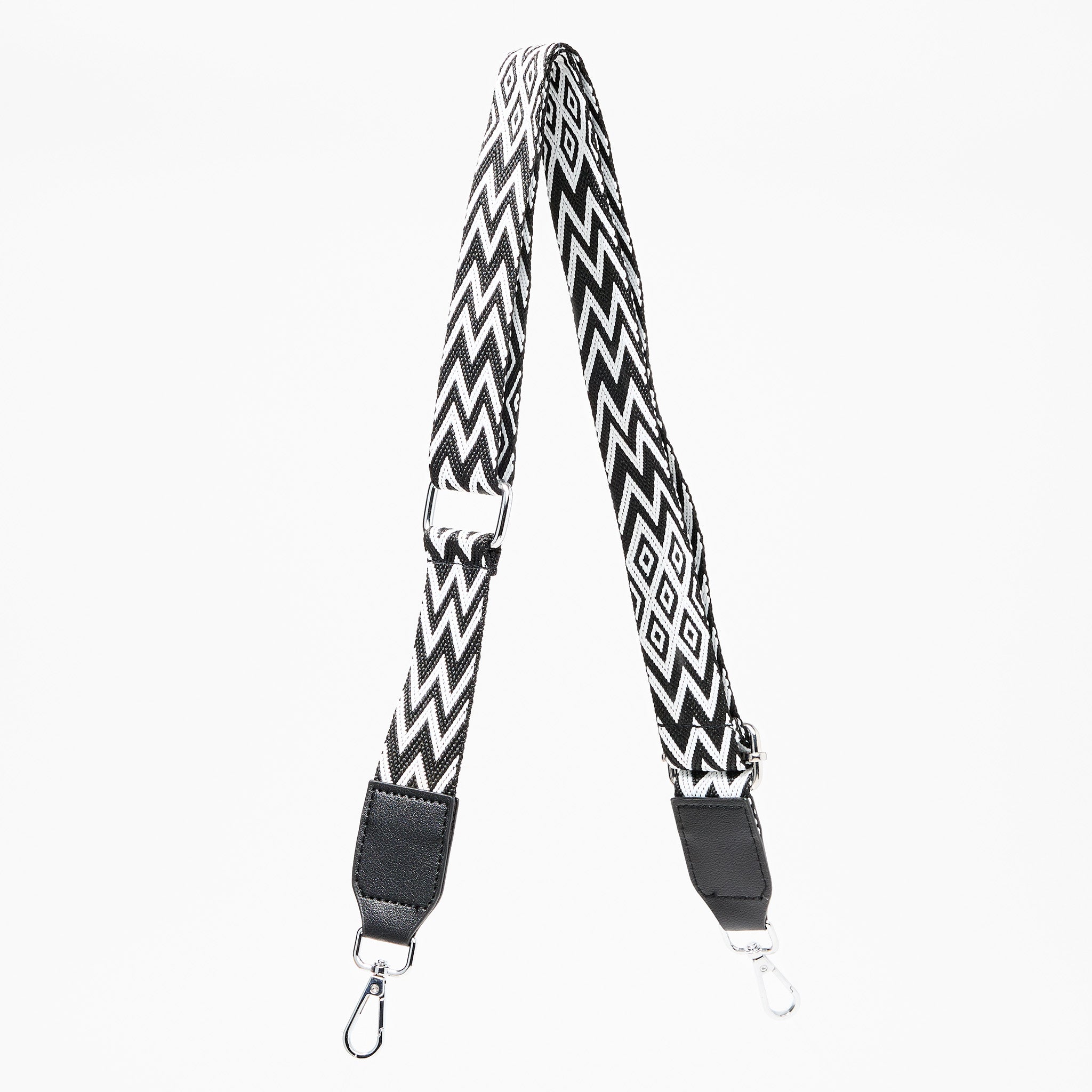 Bandoulière à motif ethnique noir et blanc