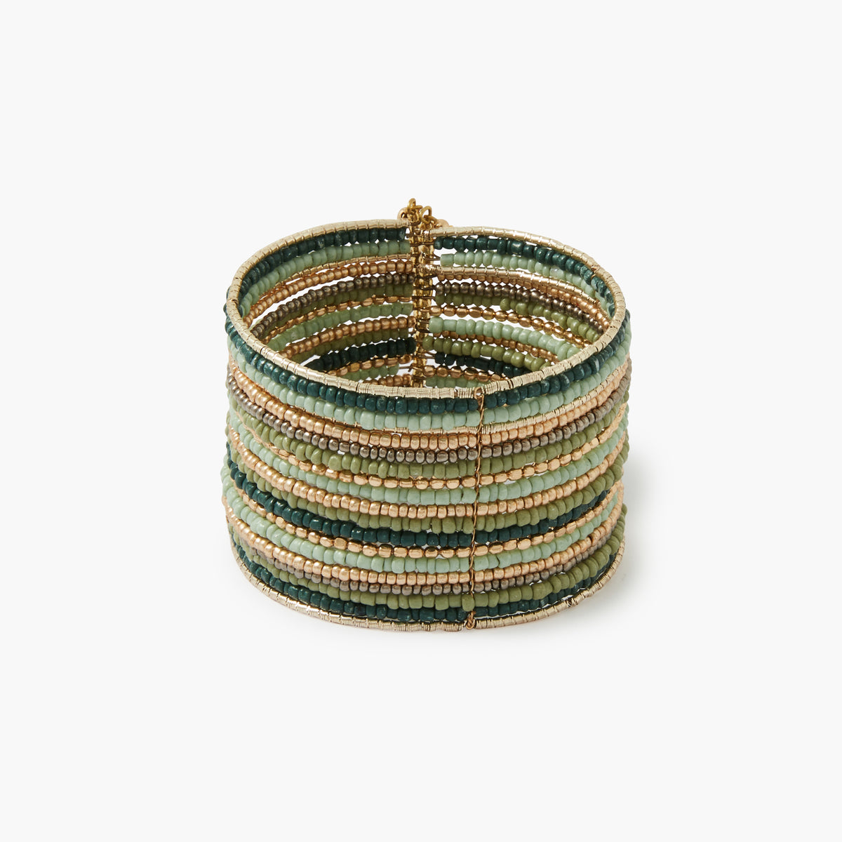 Manchette perles de rocaille vertes