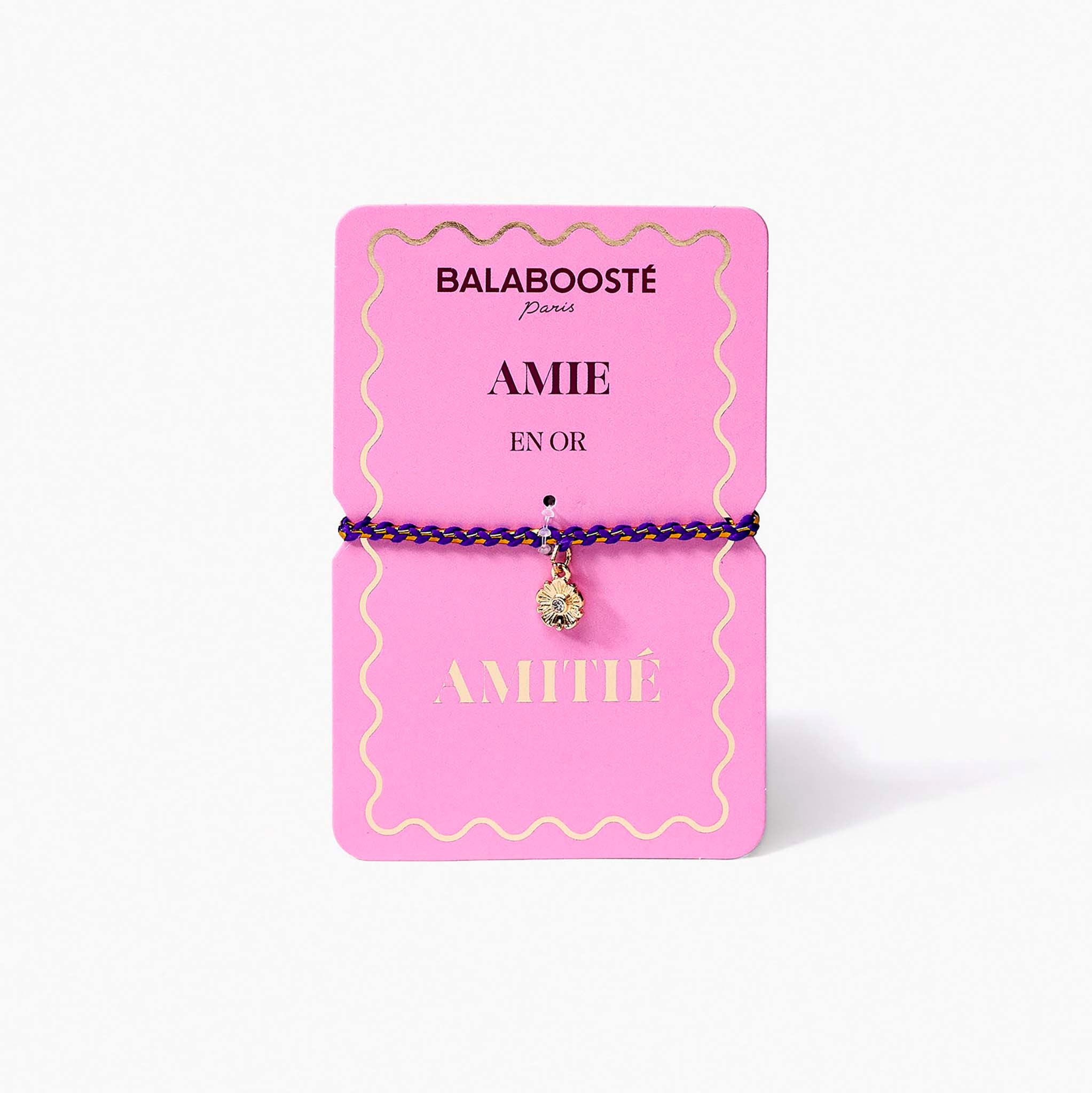 Bracelet à vœux "Amitié" médaillon fleur