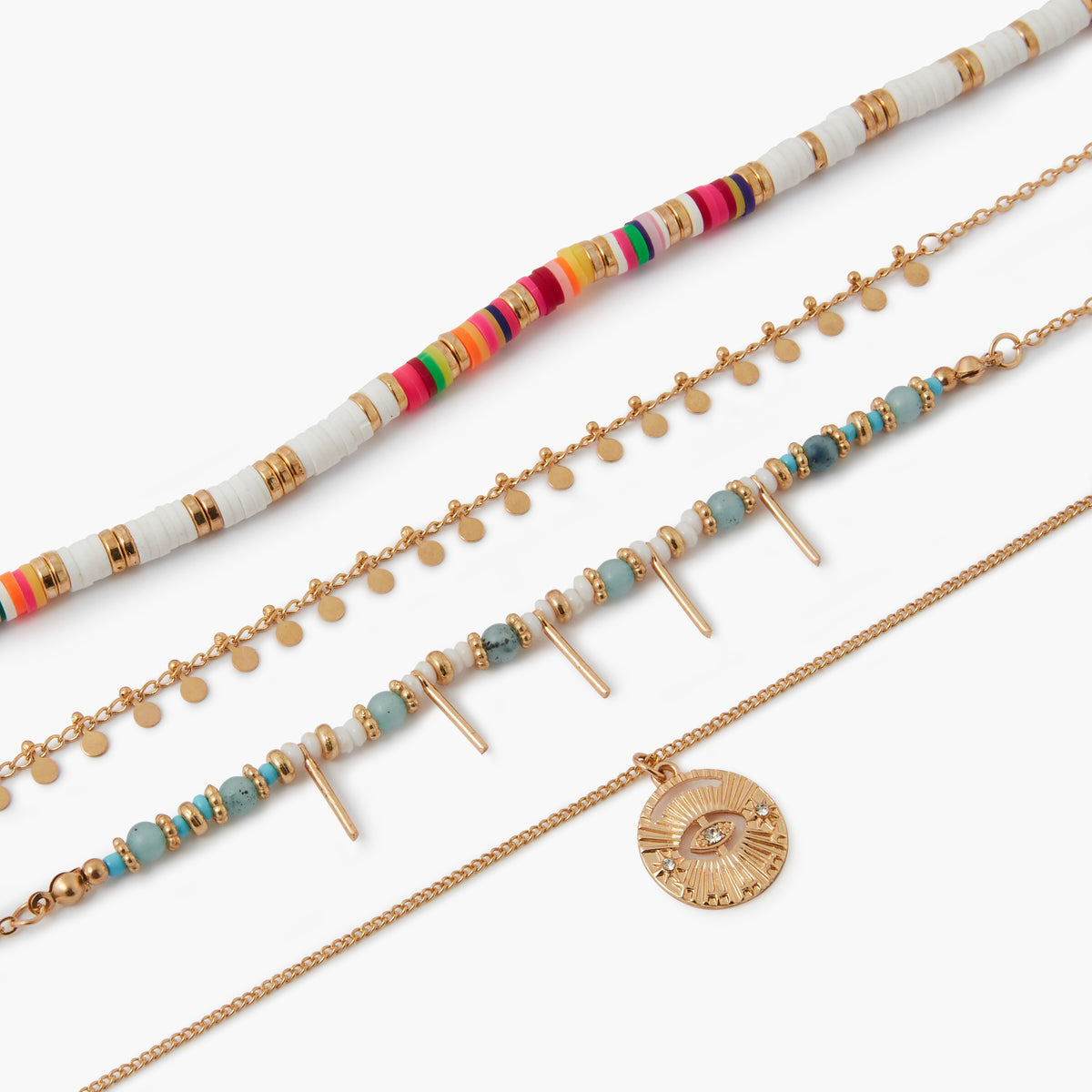 Set de 4 colliers assortis multicolores