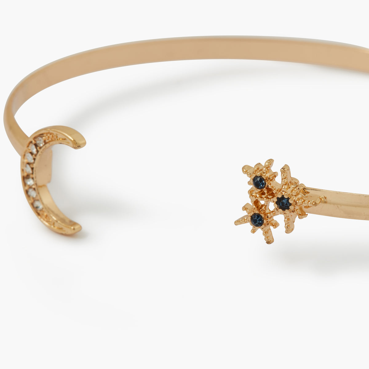 Jonc fin ouvert avec lune et étoiles