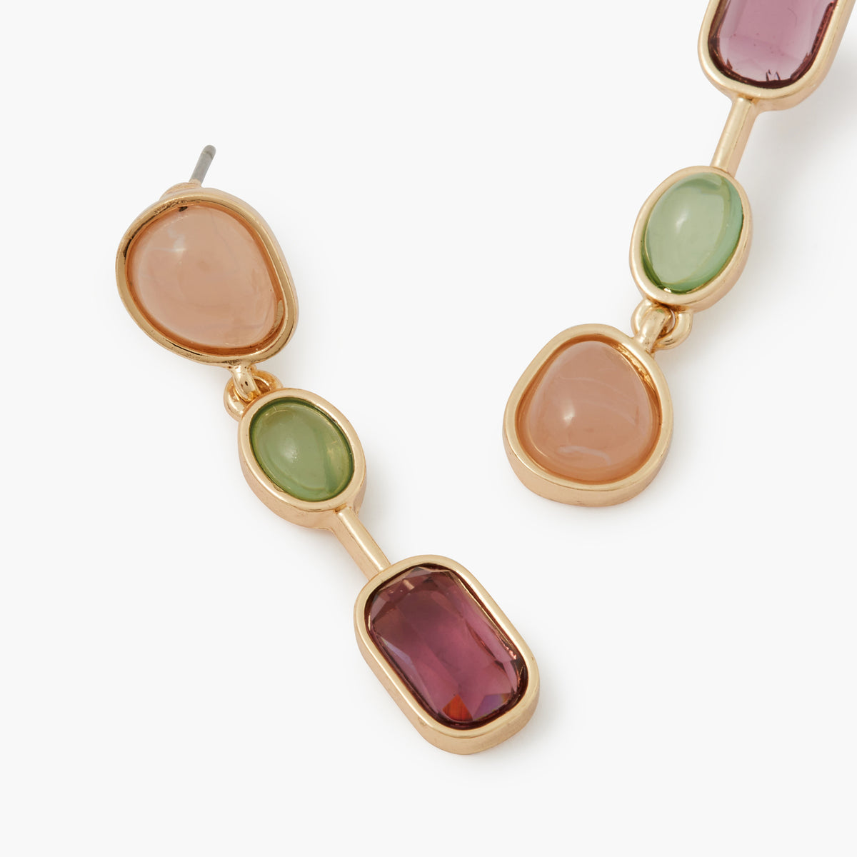 Boucles d'oreilles cabochons violet et vert