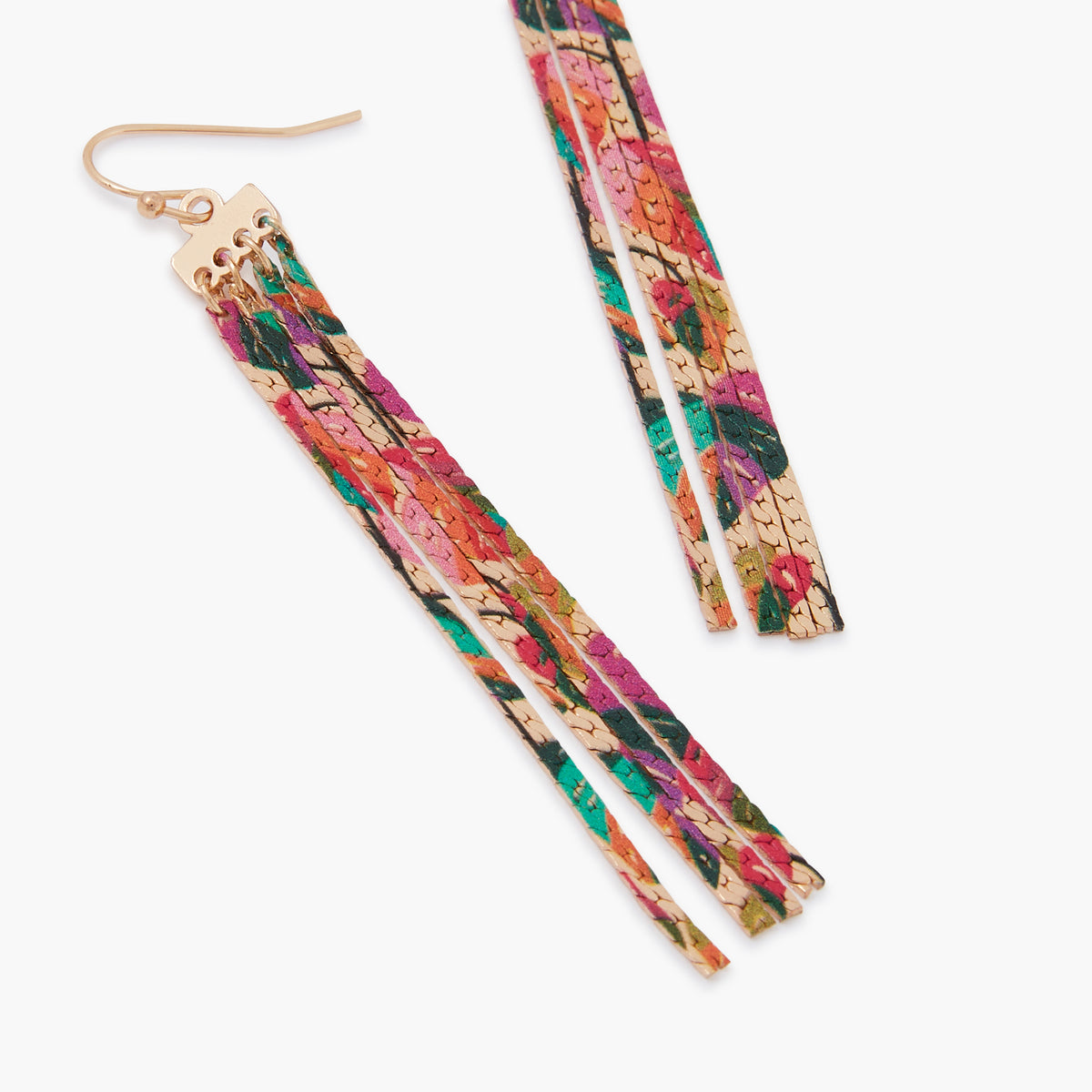 Boucles d'oreilles longues Balagane chaines imprimé floral