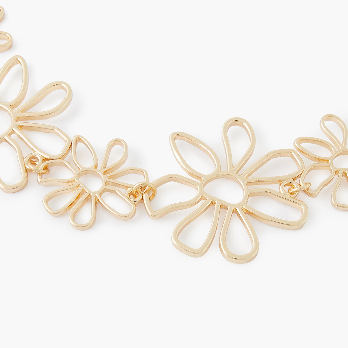 Collier plastron à fleurs filaires dorées