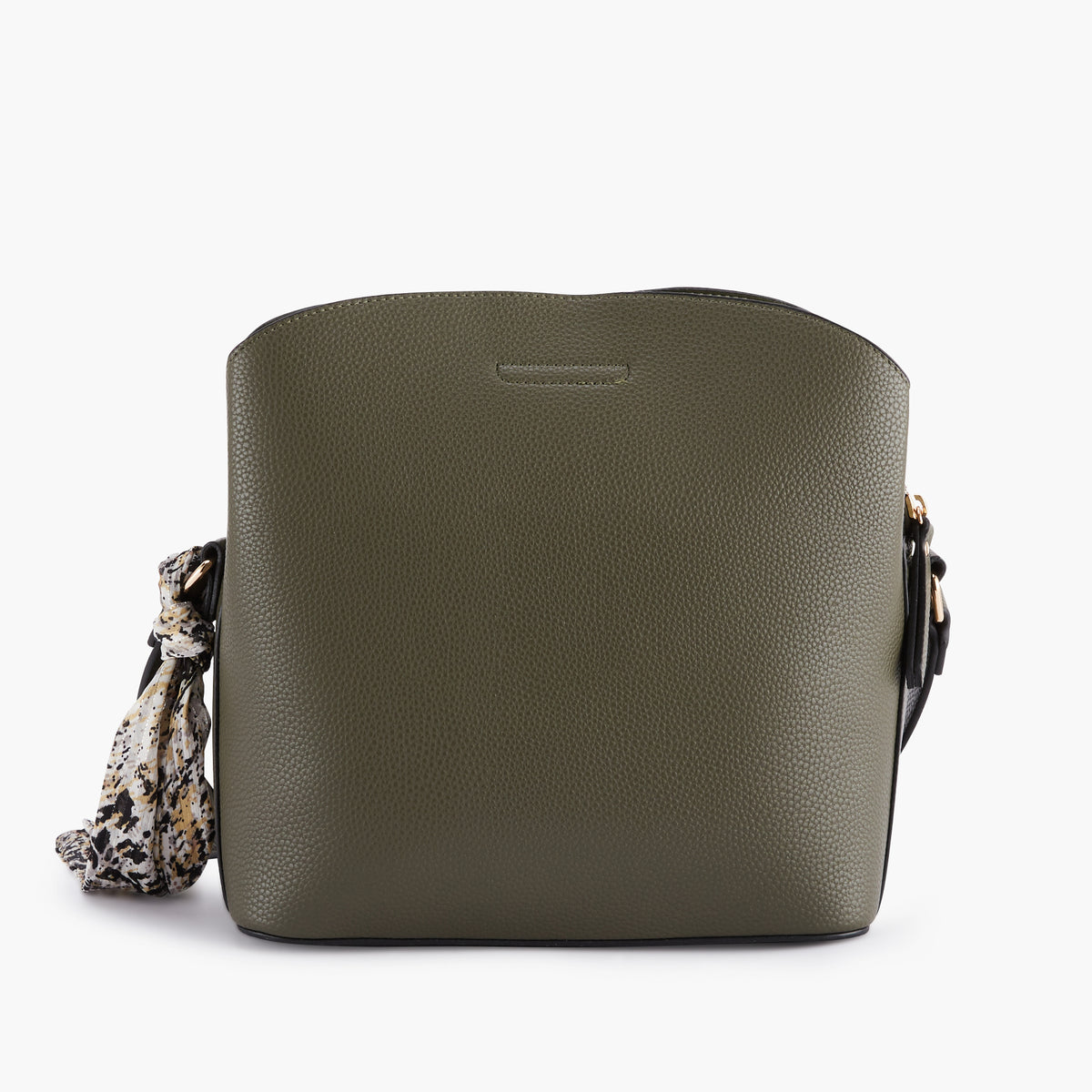 Sac carré kaki à bandoulière avec foulard