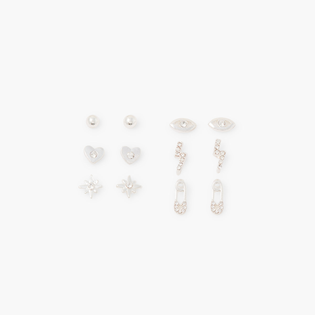 Set de 6 paires de petites puces d'oreilles argentées