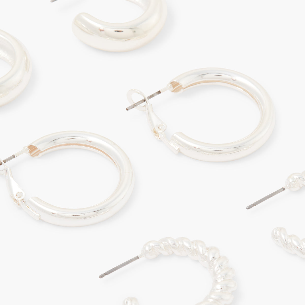 Set de 3 paires de petites créoles argentées