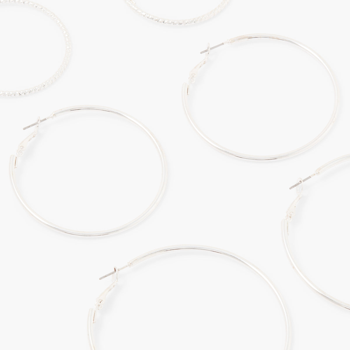 Set de 3 créoles fines lisses et ciselées