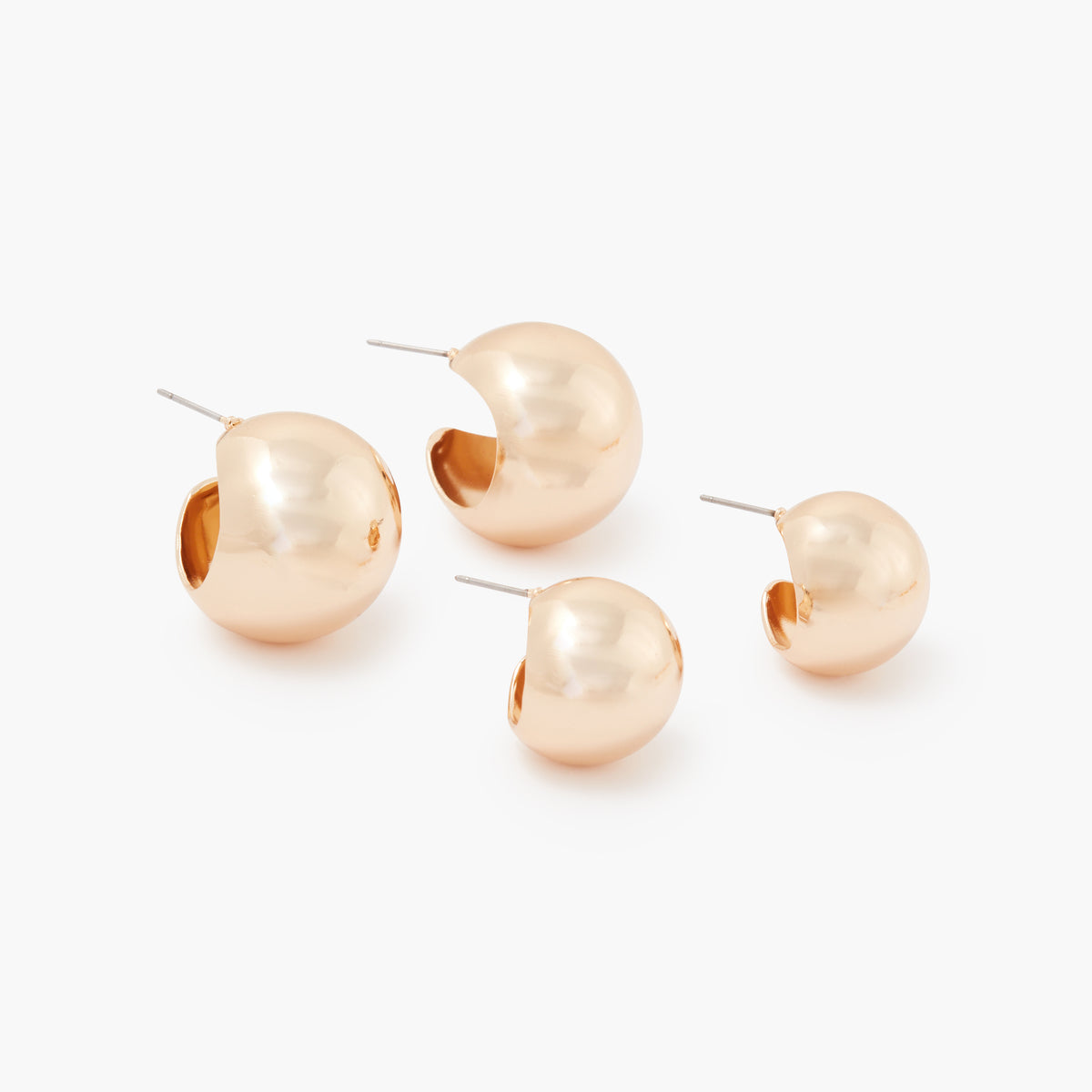 Set x2 paires de créoles boules dorées