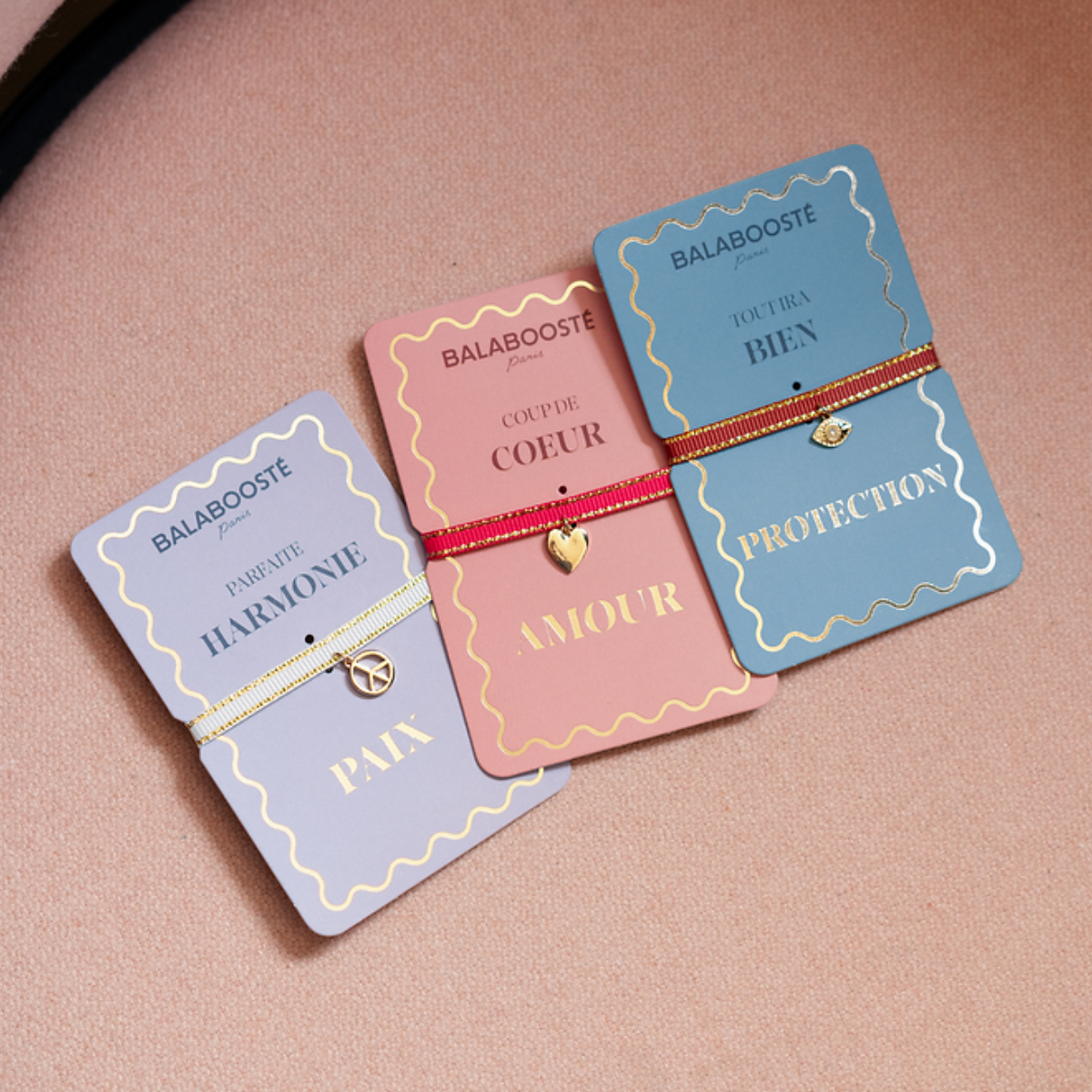 Bracelet à vœux "Paix" médaillon peace and love