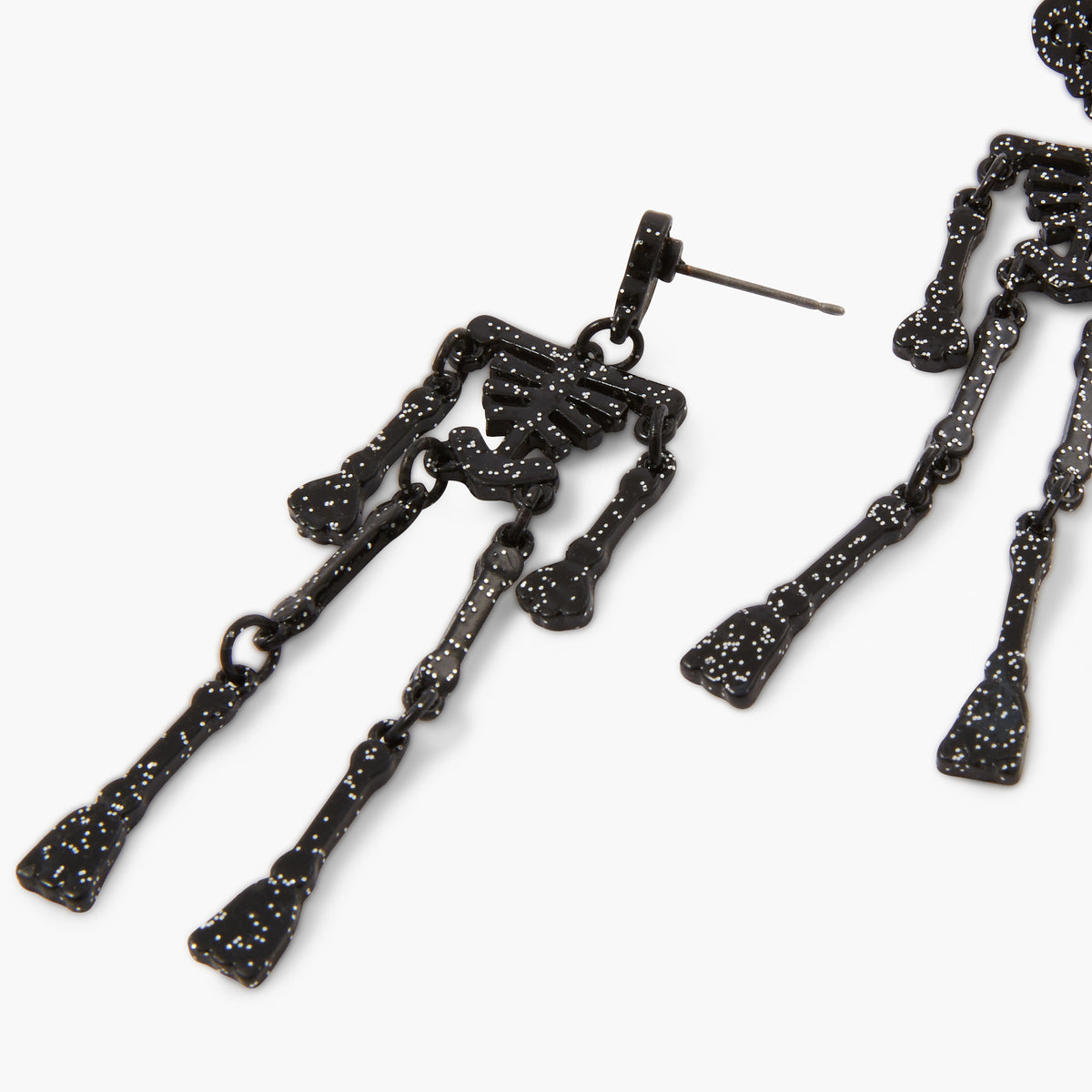 Boucles d’oreilles Halloween squelettes à paillettes noires