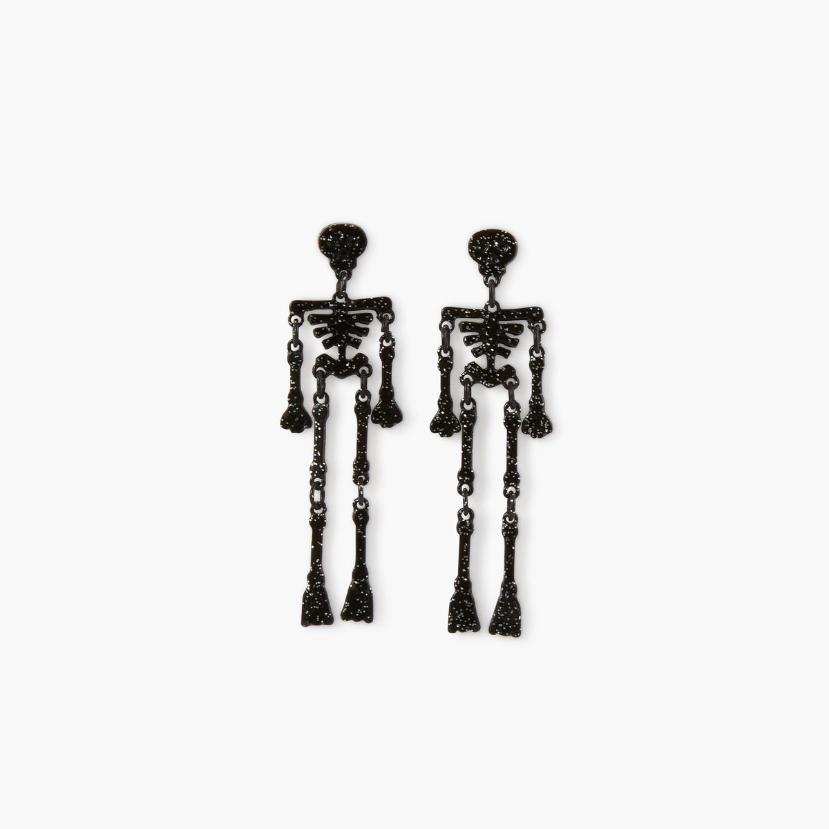 Boucles d’oreilles Halloween squelettes à paillettes noires