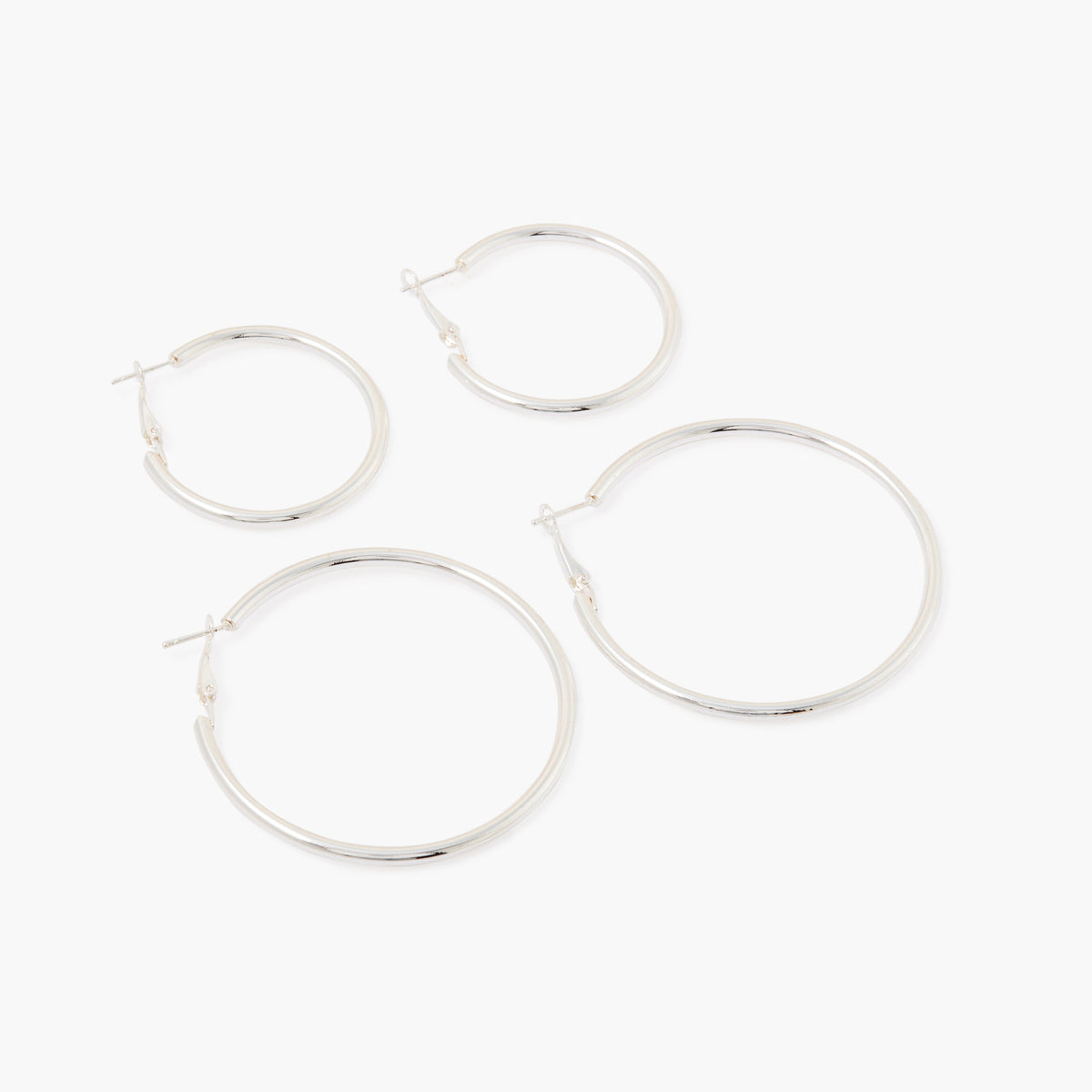 Set de 2 créoles argentées