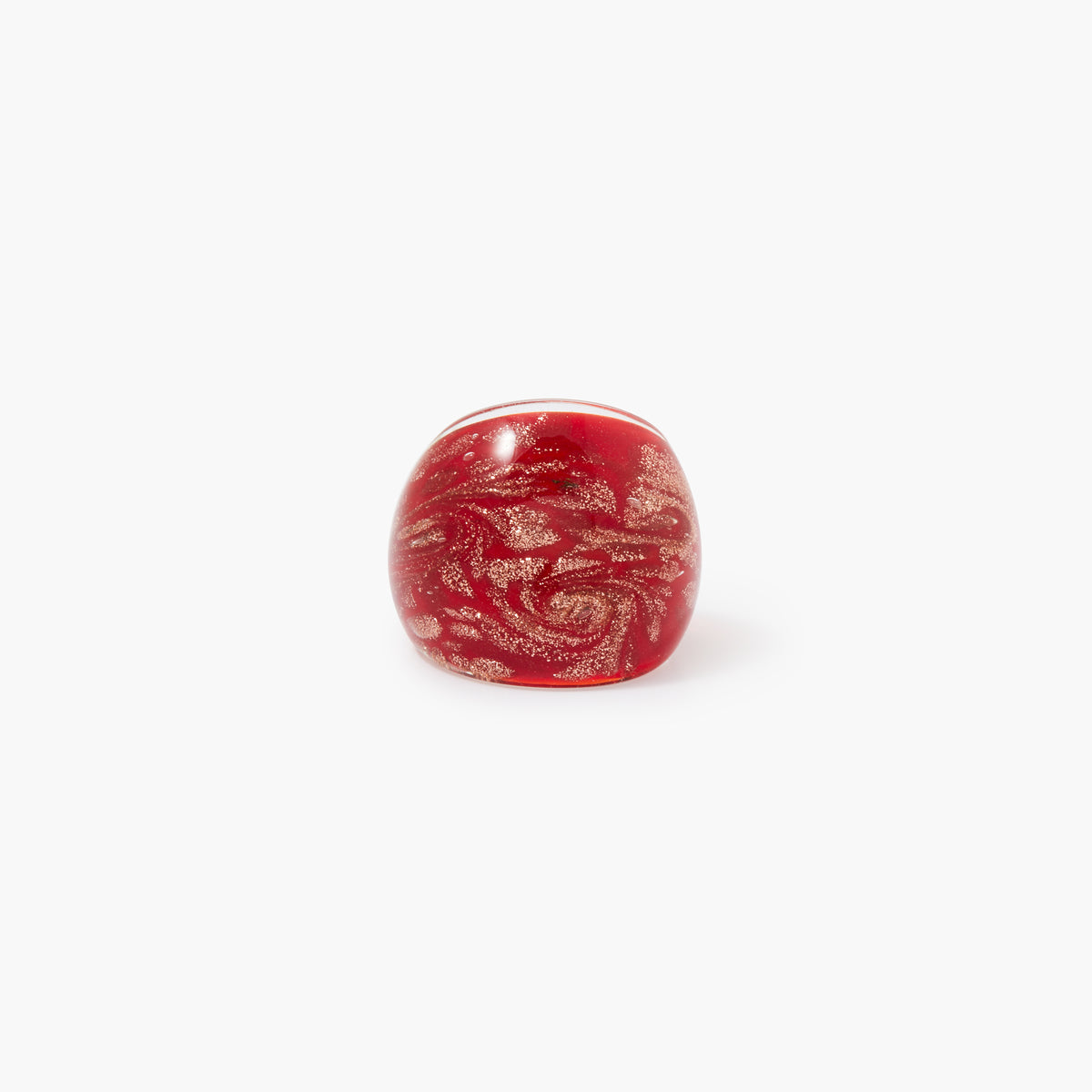 Grosse bague rouge en verre