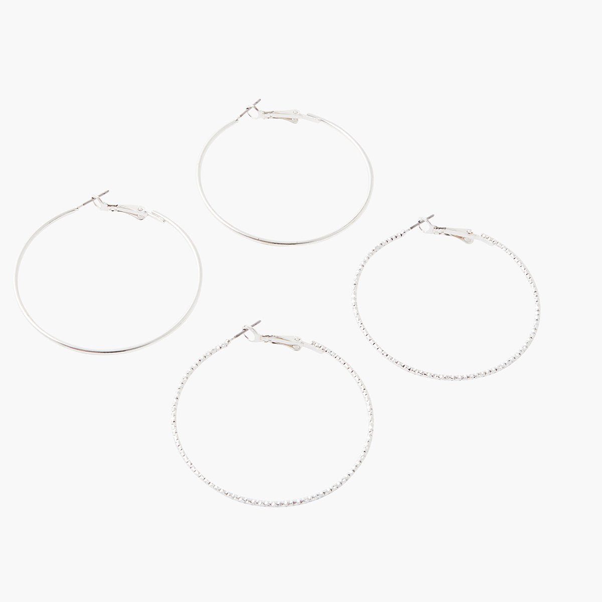 Set de 2 créoles argentées 50mm