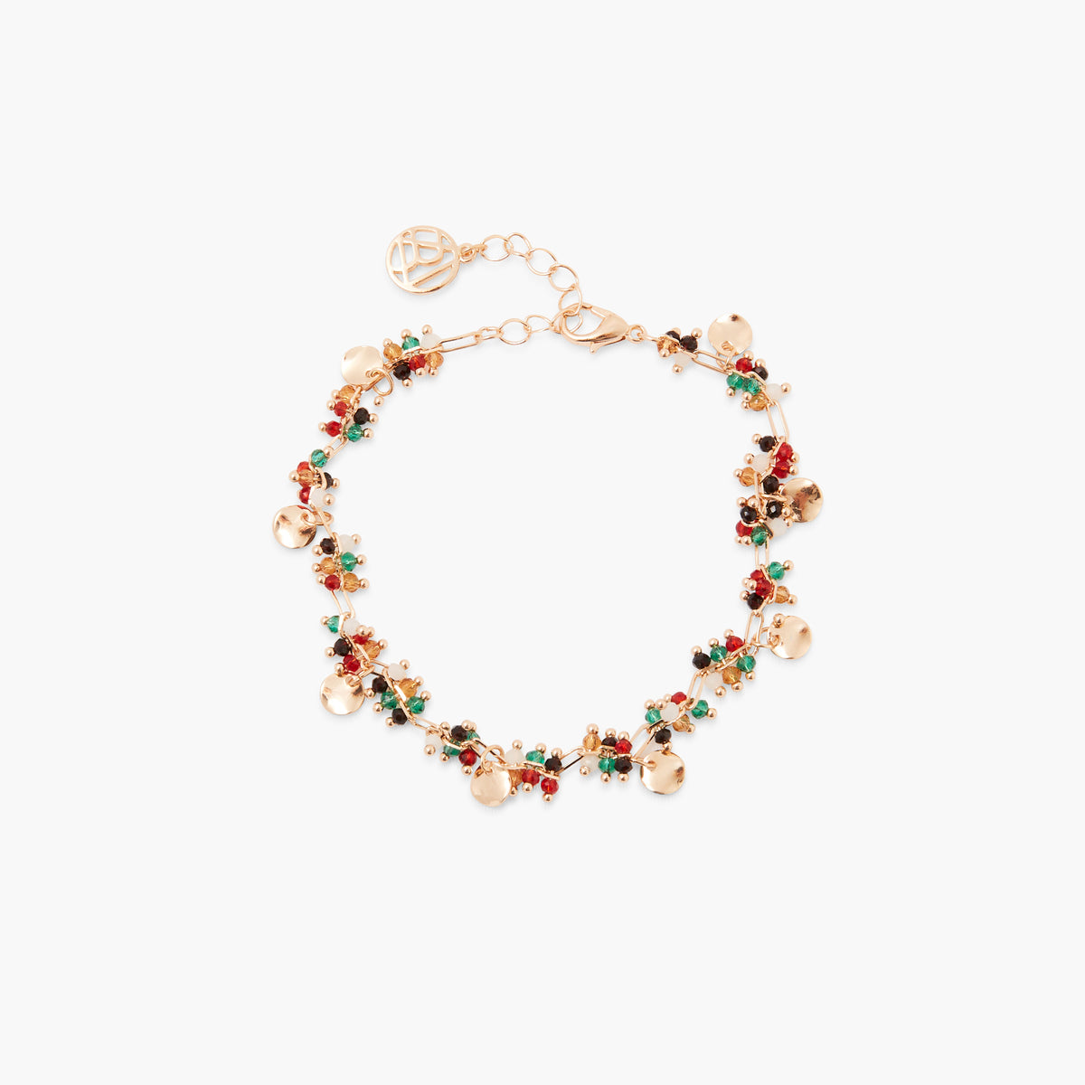 Chaine de cheville à perles à facettes multicolore