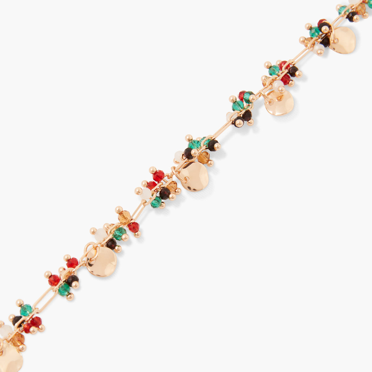 Chaine de cheville à perles à facettes multicolore