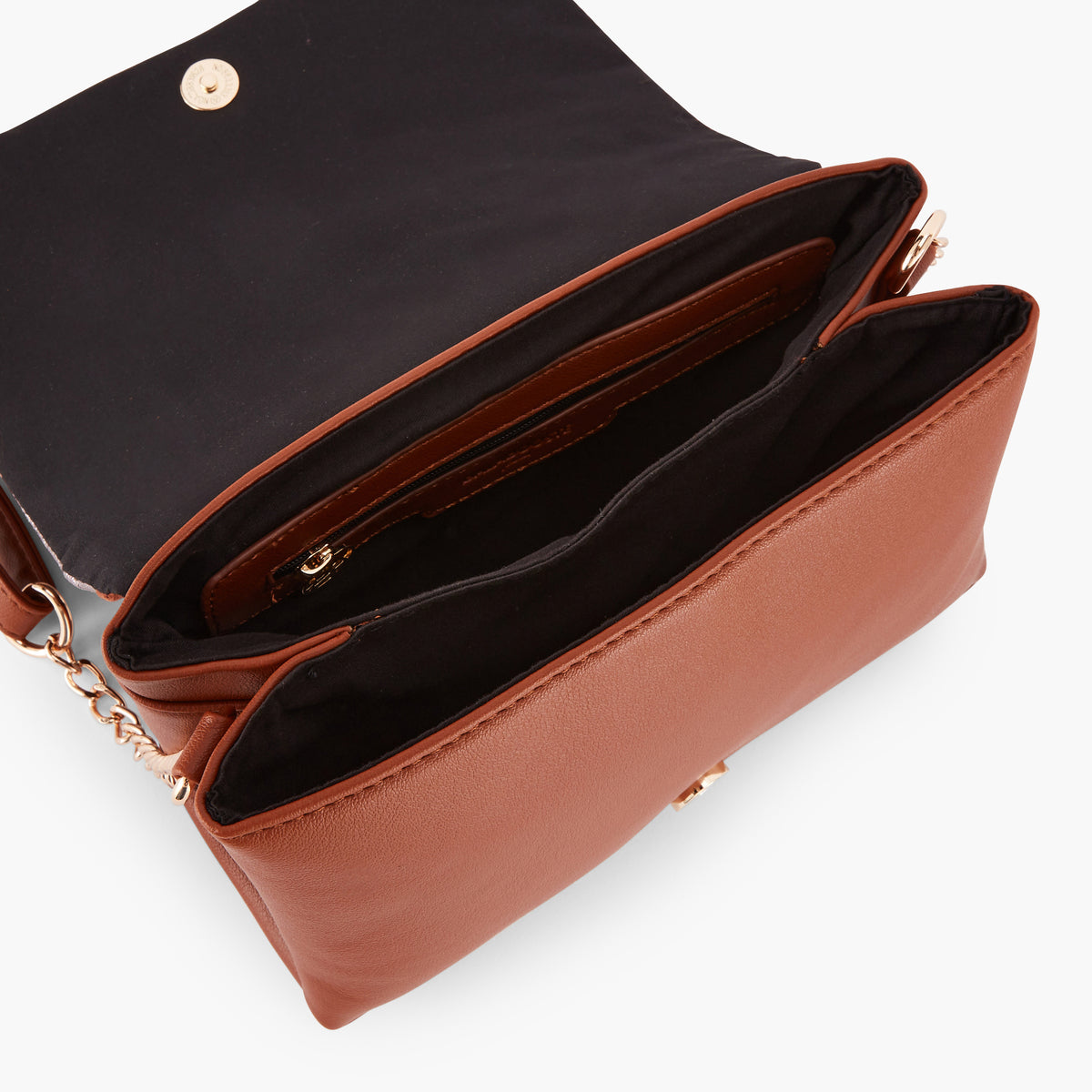 Sac à bandoulière patchwork camel et doré