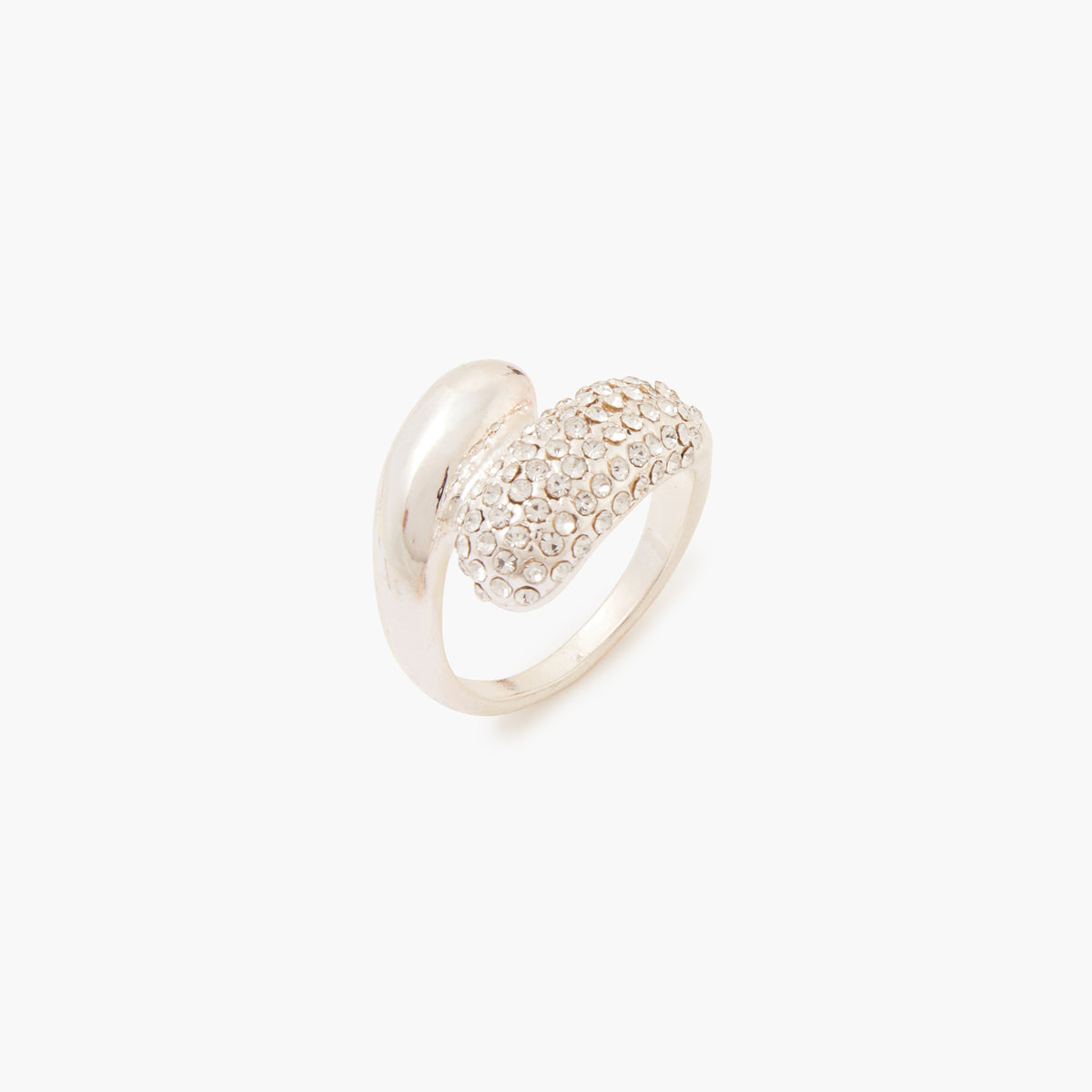 Bague twist strass argenté
