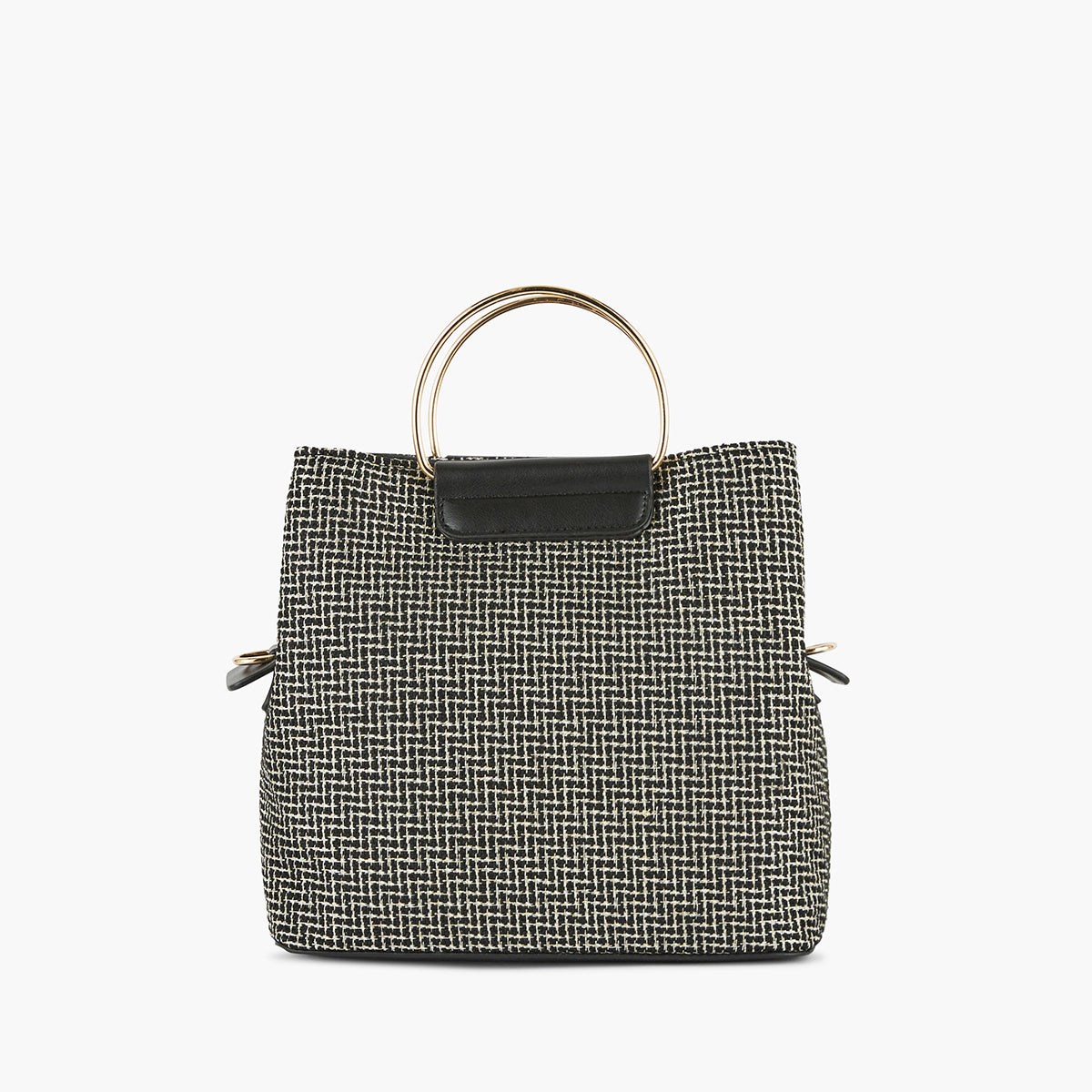 Sac à main bi-matière noir et blanc
