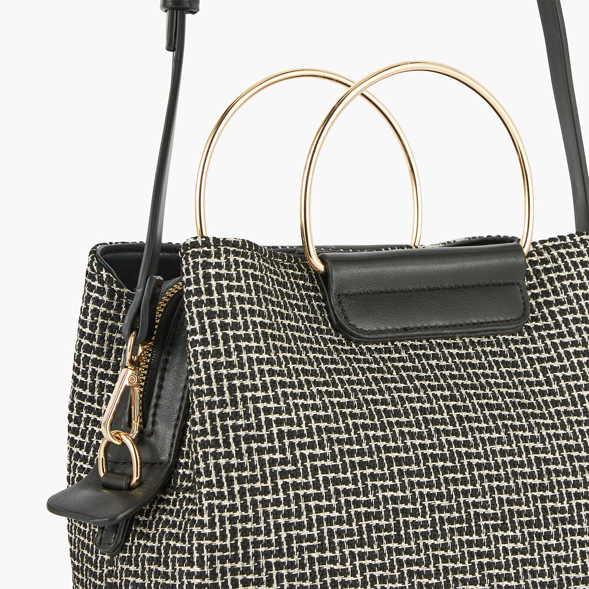 Sac à main bi-matière noir et blanc