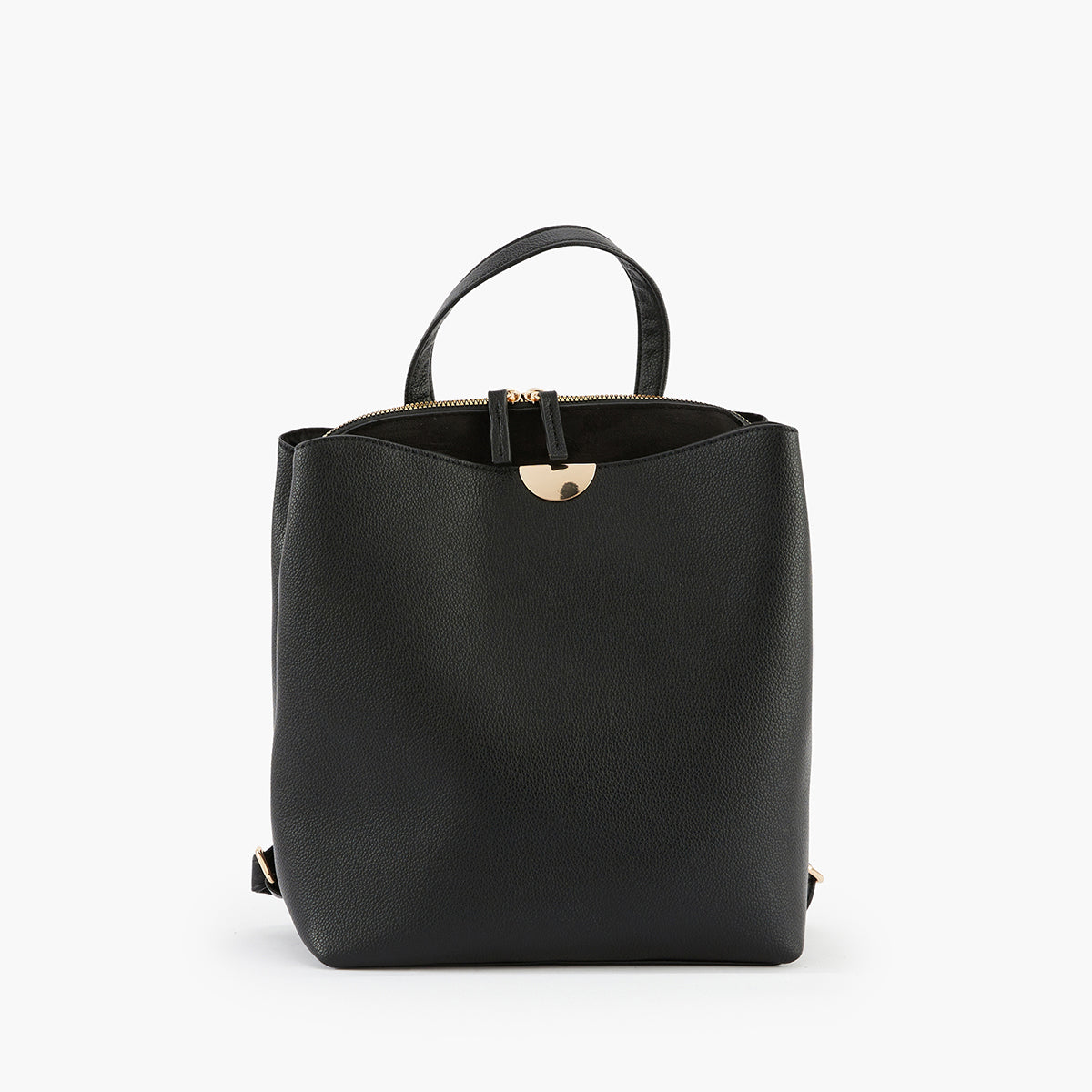 Sac à dos bi-matière effet grainé noir