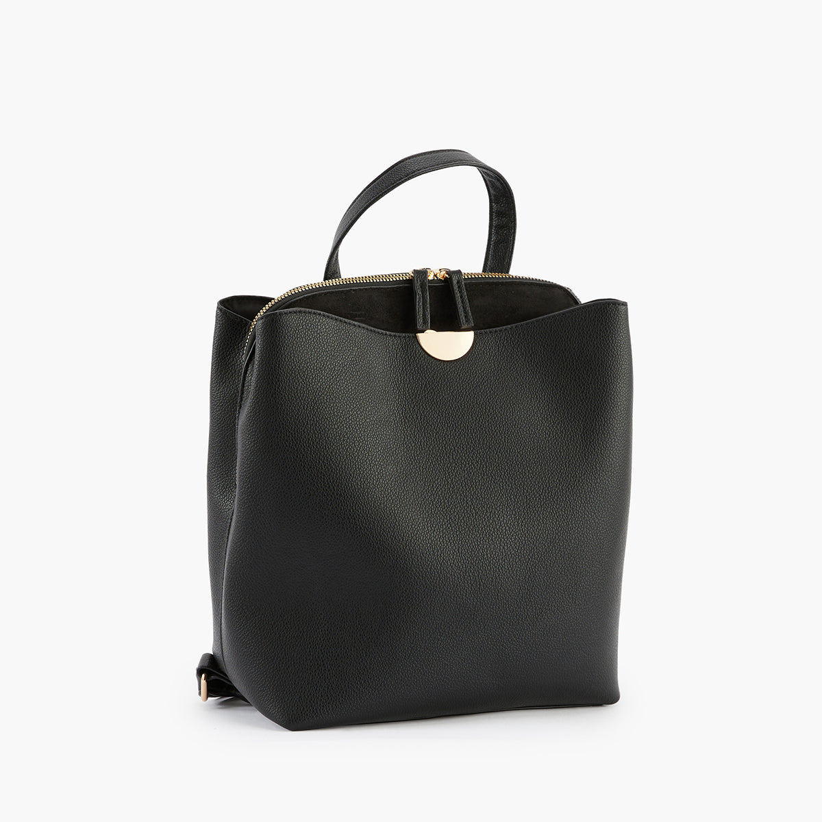 Sac à dos bi-matière effet grainé noir