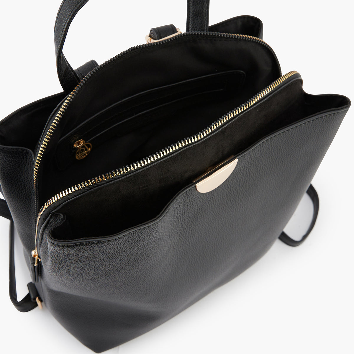 Sac à dos bi-matière effet grainé noir