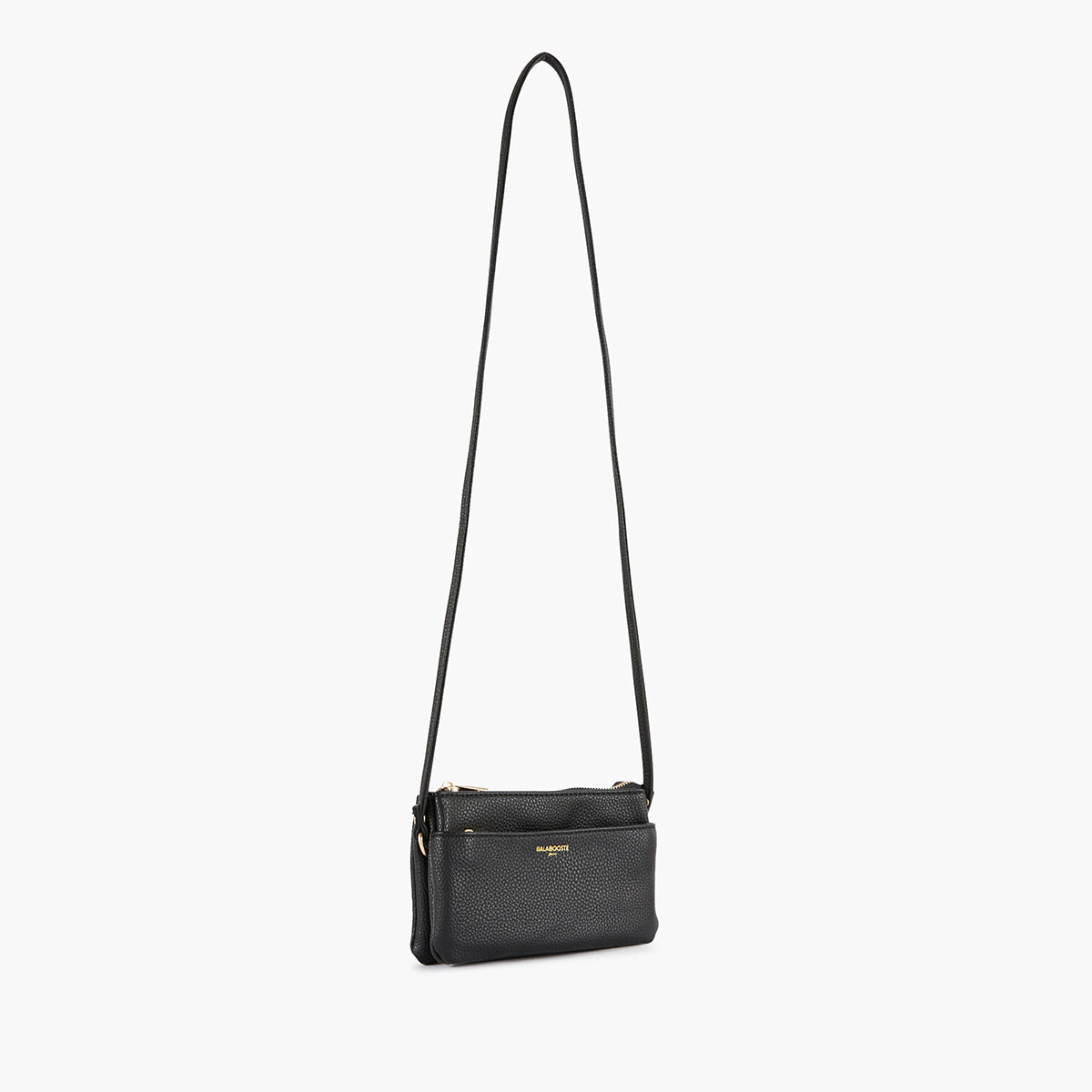 Sac bandoulière tri-pocket effet grainé noir
