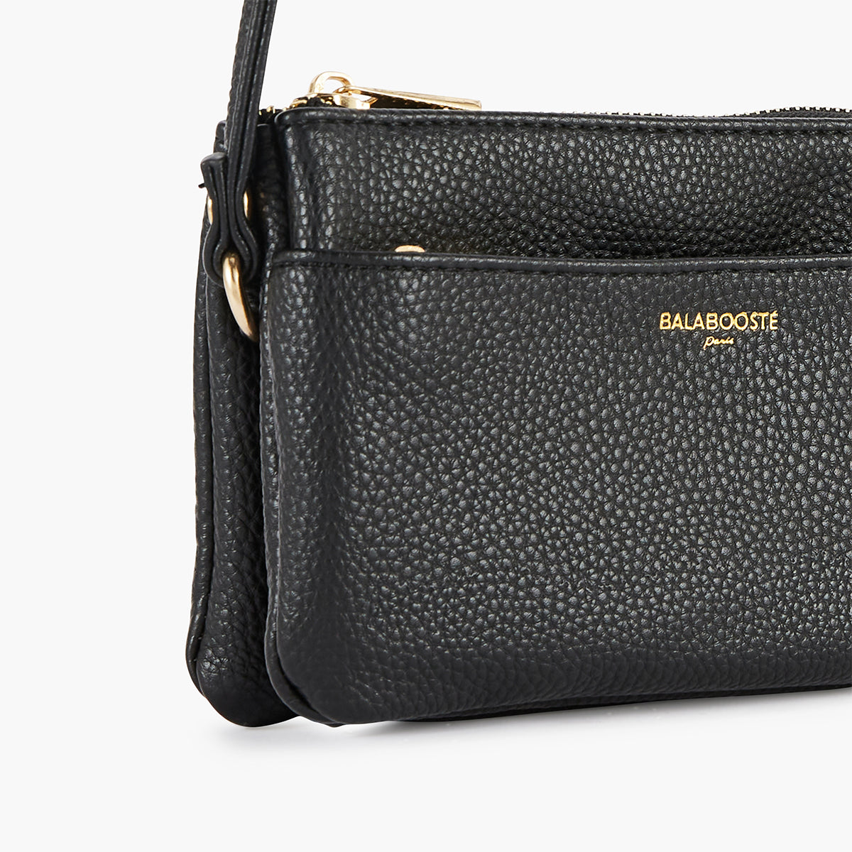 Sac bandoulière tri-pocket effet grainé noir